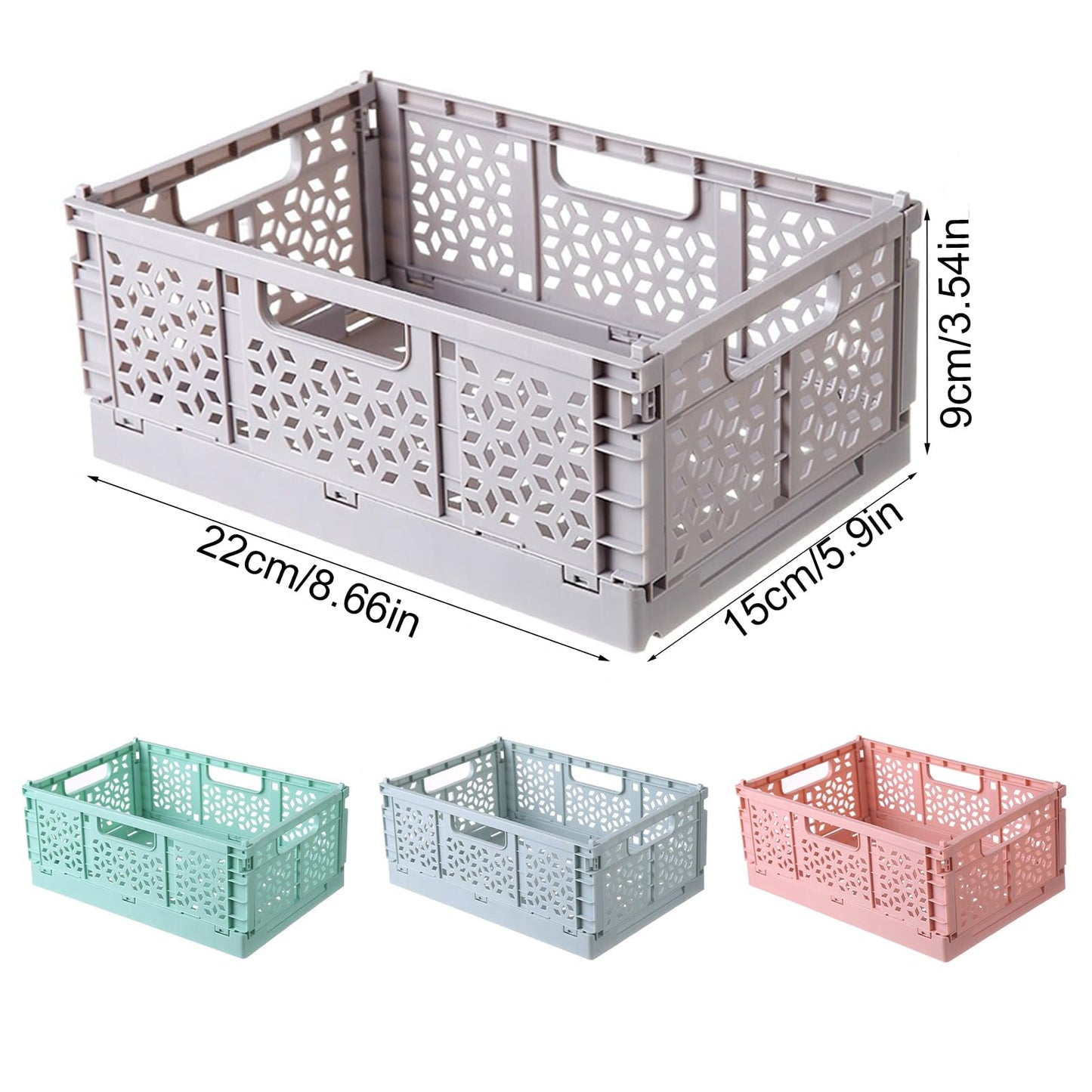 Stackable Storage Baskets - Pack of 6 Pastel Folding Crates-CentralDepot247