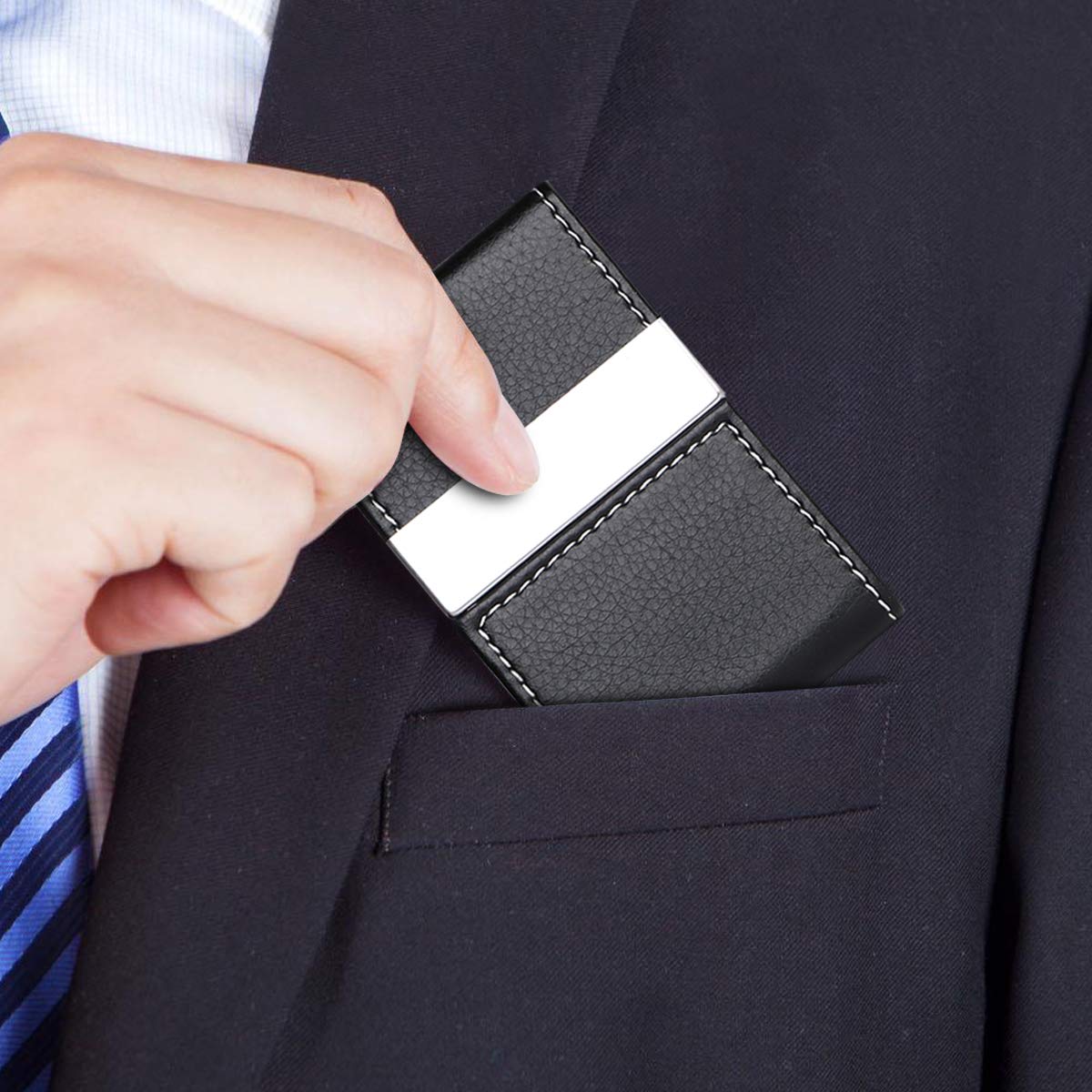 PU Leather Business Card Holder with Magnetic Buckle-CentralDepot247