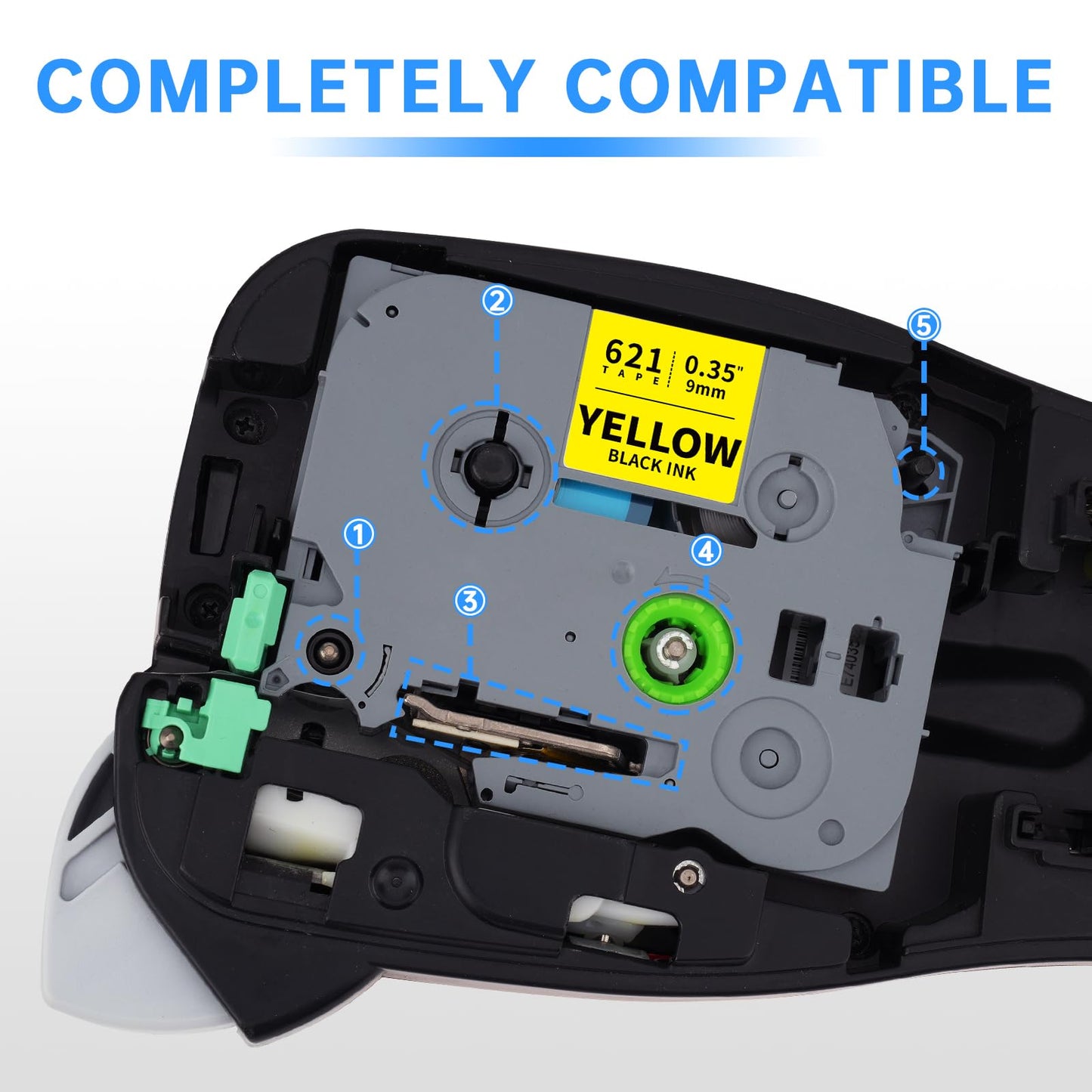 UniPlus Compatible TZe Black on Yellow Label Tape 9mm Replacement 4-Pack