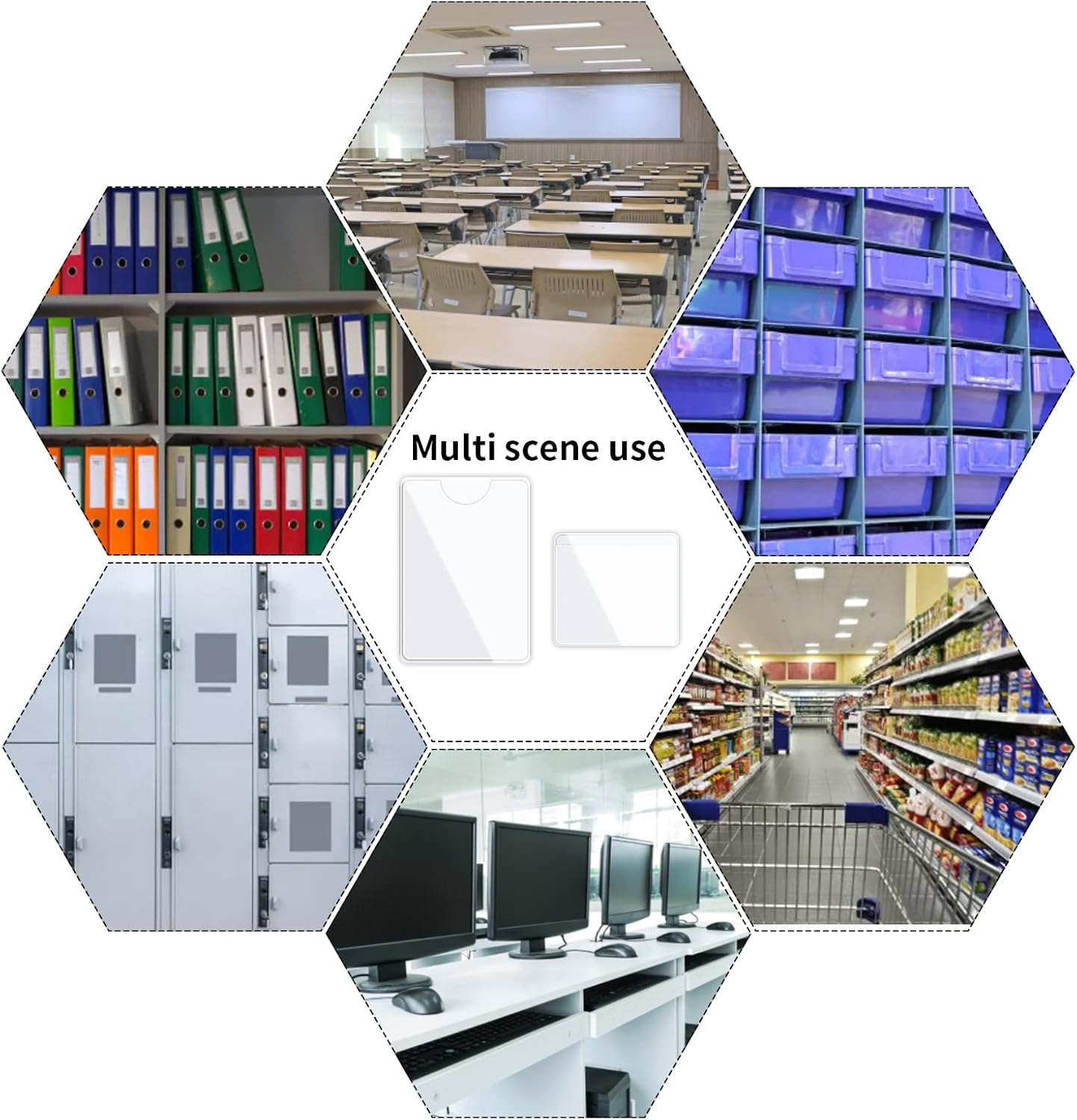 100 Pcs Self-Adhesive Index Card Holders - Clear PVC Business Card Pockets