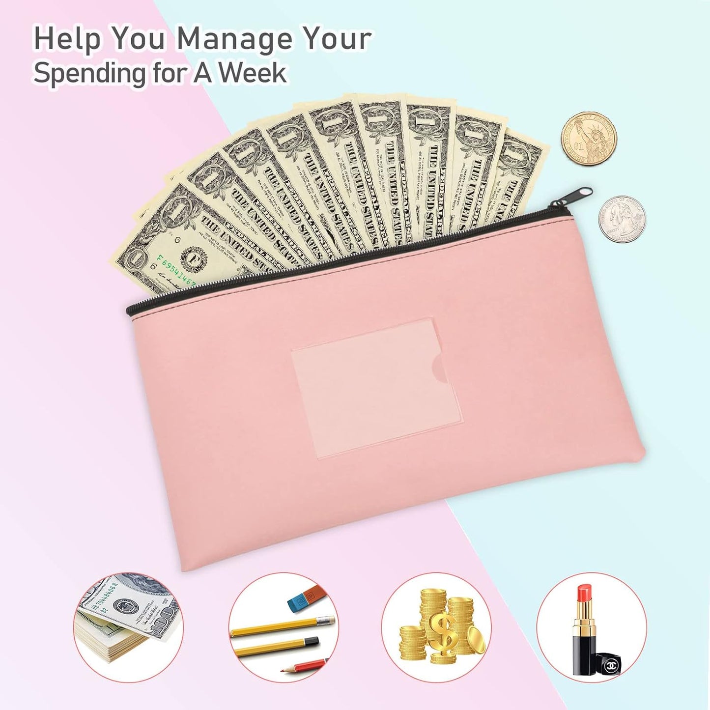 7-Day Zipper Security Bank Deposit Bags - Multi-Use Cash Pouches