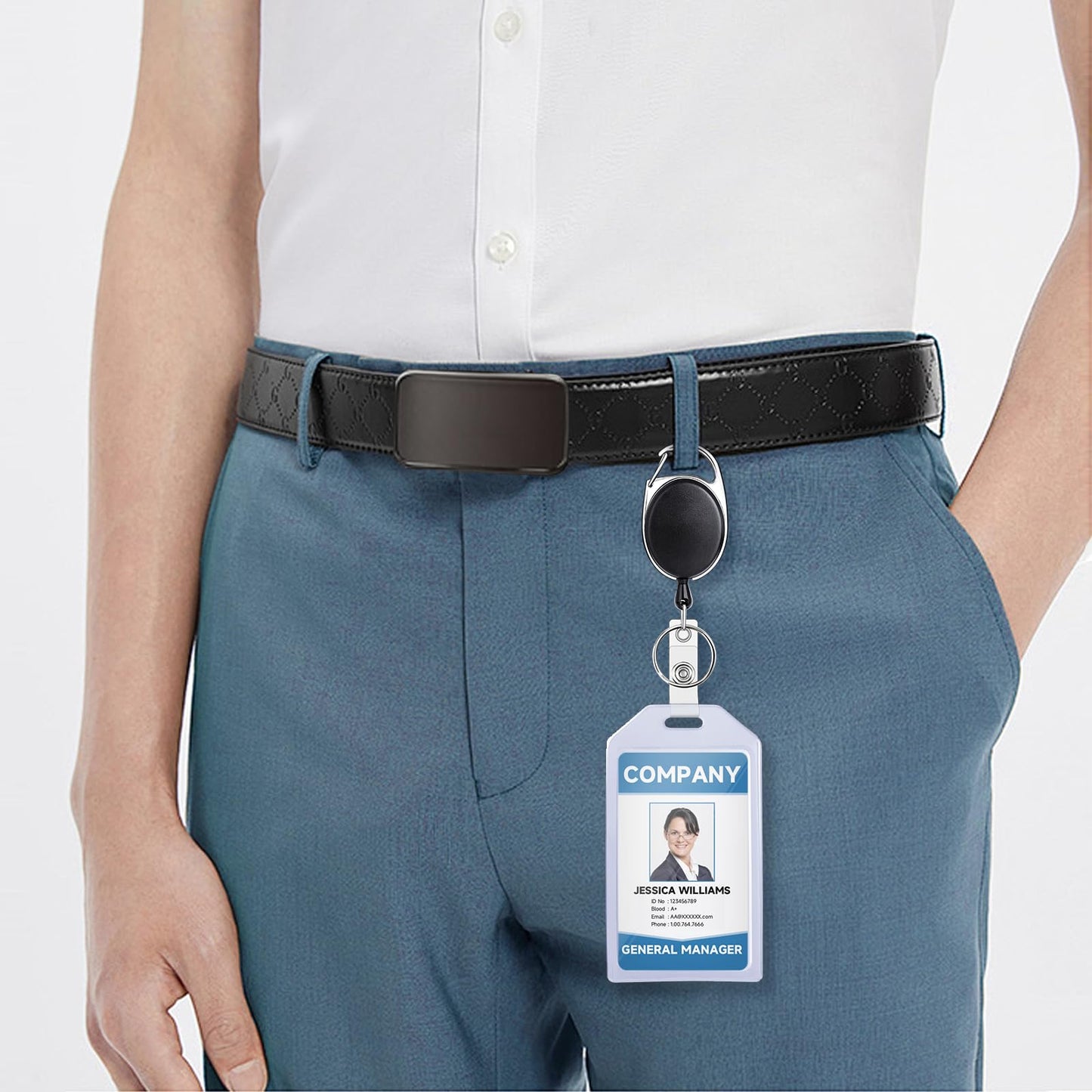 Retractable Badge Holder - 2 Pcs, Extra Thick Plastic, Vertical