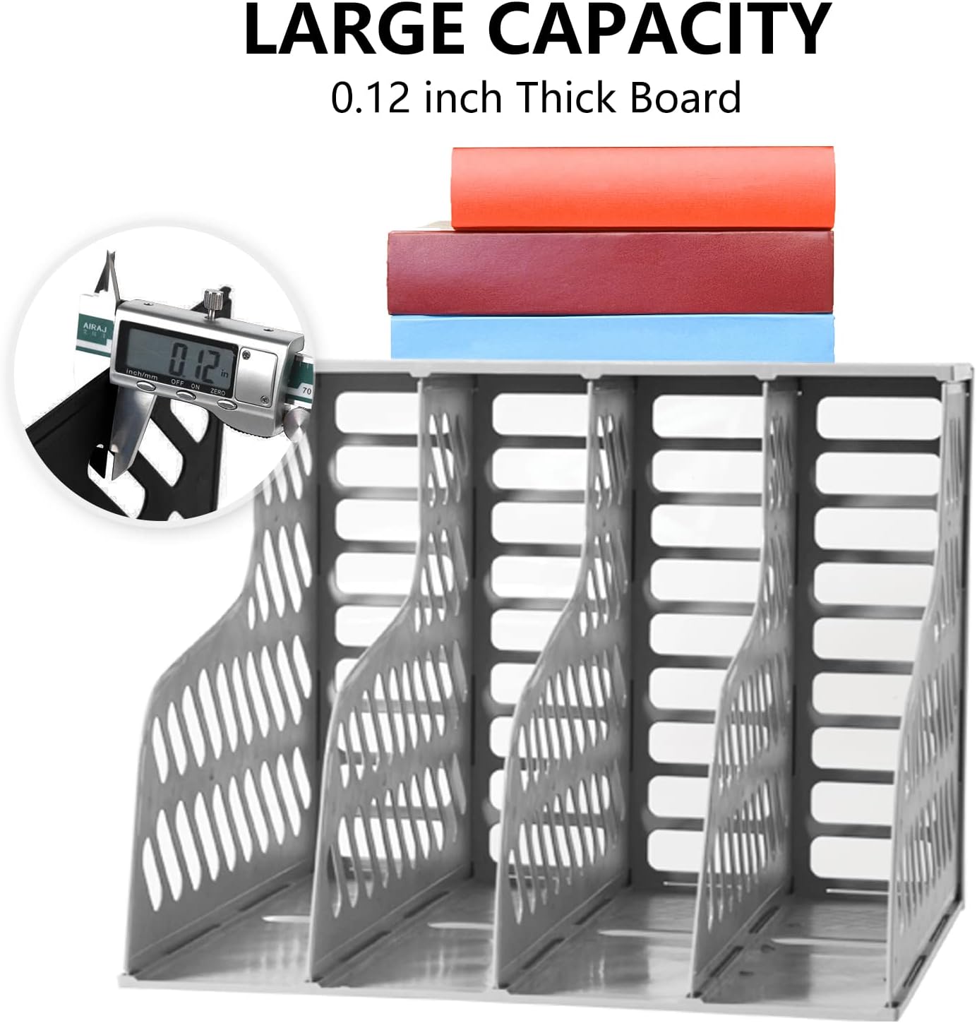 Sturdy A4 Magazine File Holder with 4 Sections - Desktop Organizer-CentralDepot247