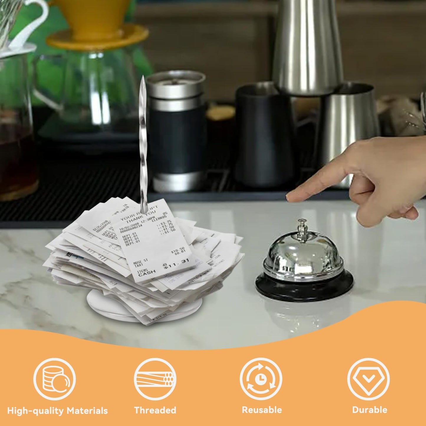 Stainless Steel Receipt Spike Holder for Restaurants & Kitchens-CentralDepot247