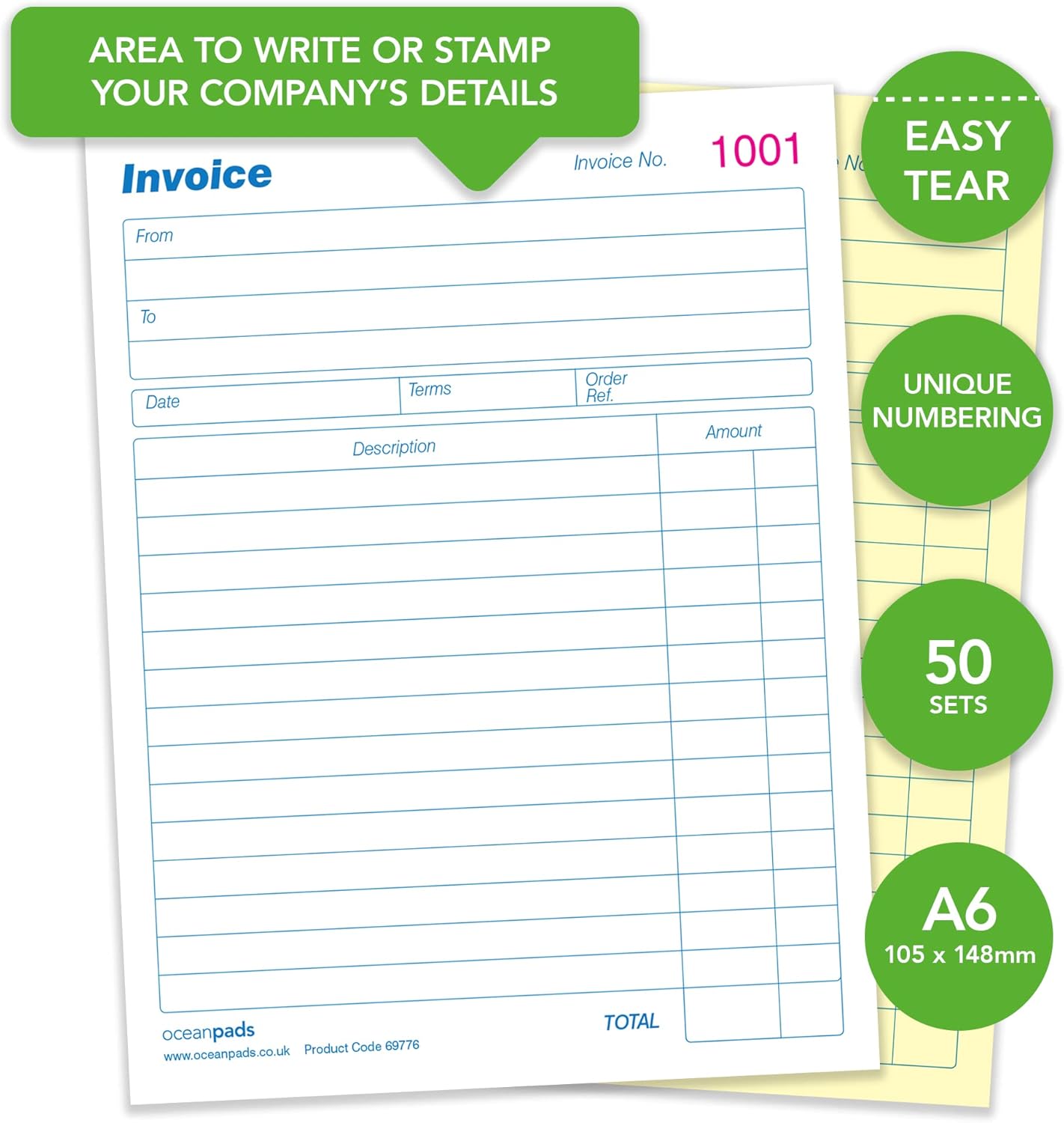 Small A6 Invoice Book Duplicate Without VAT - Carbonless 2-Part