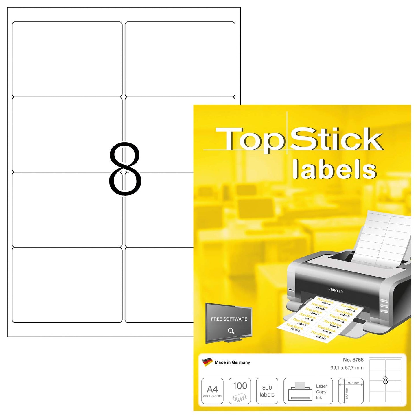 TopStick Self Adhesive Address Labels - 2100 Blank Labels