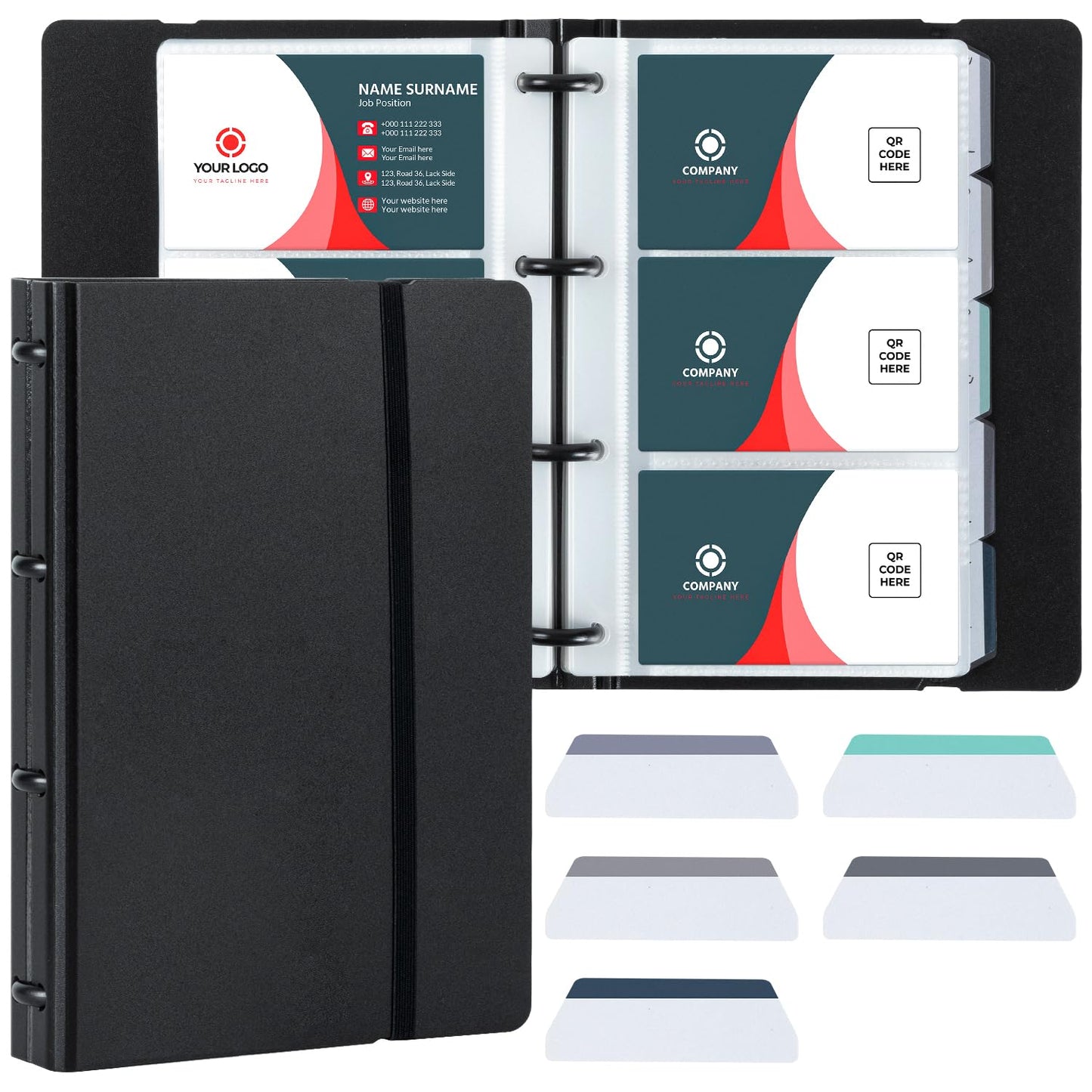 Portable Business Card Holder - Organizes 180 Cards, Black-CentralDepot247