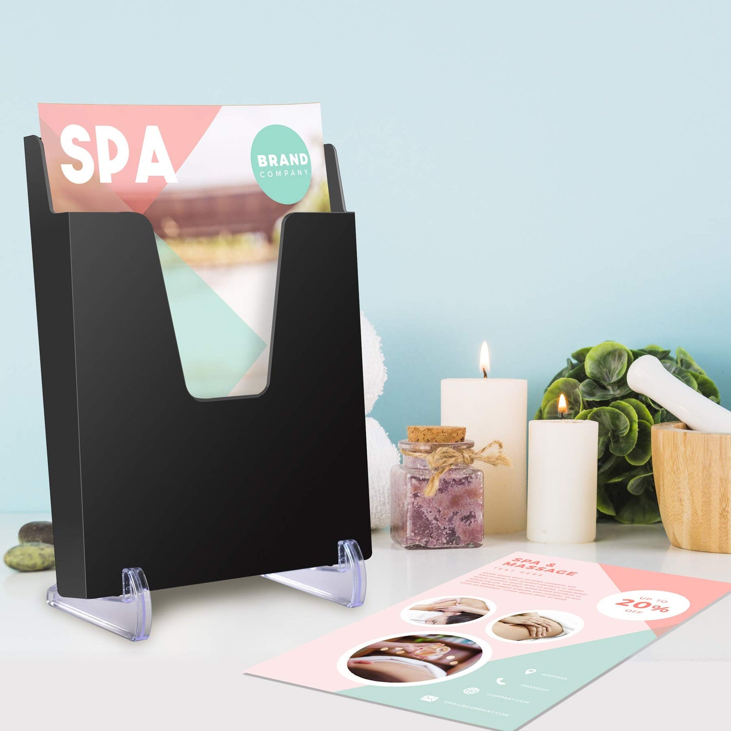 Vertical Acrylic Pocket File Holder for Brochures - Clear-CentralDepot247