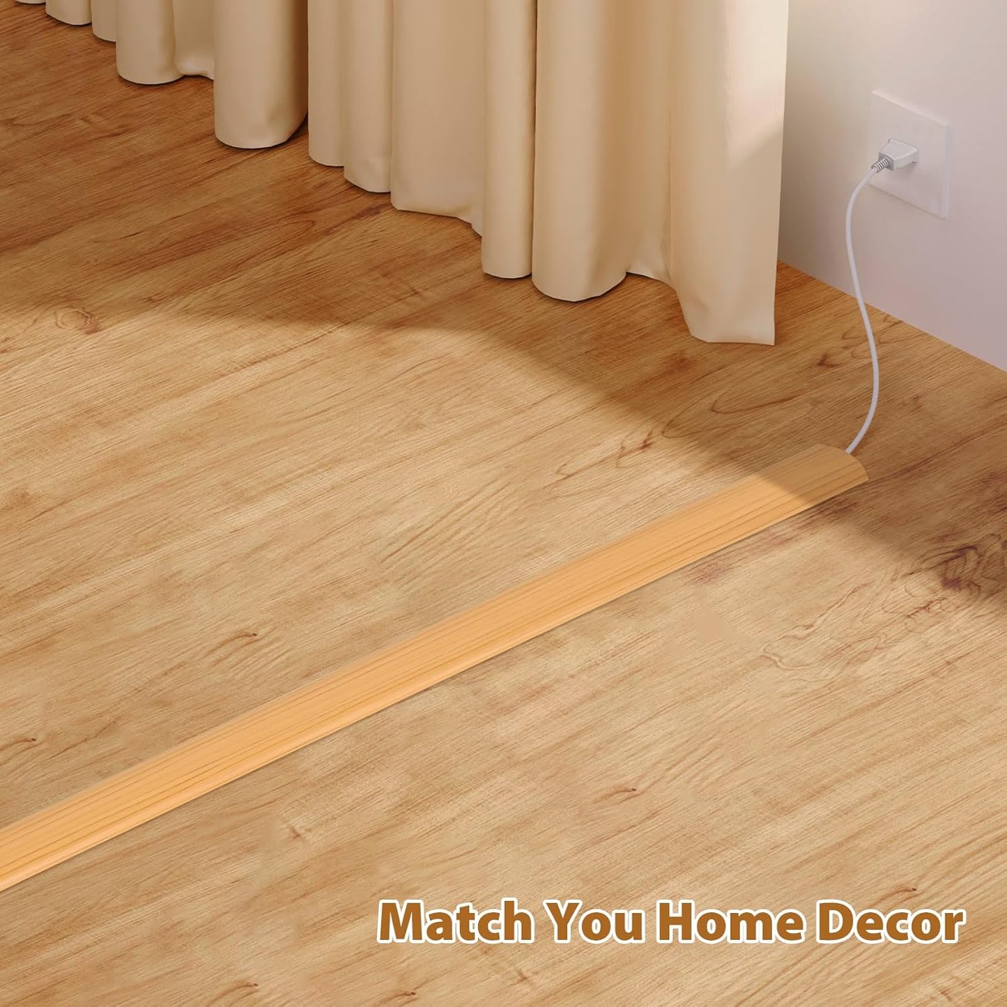 Wood Grain Floor Cable Cover - 2 Meters Self-Adhesive Rubber Protector-CentralDepot247
