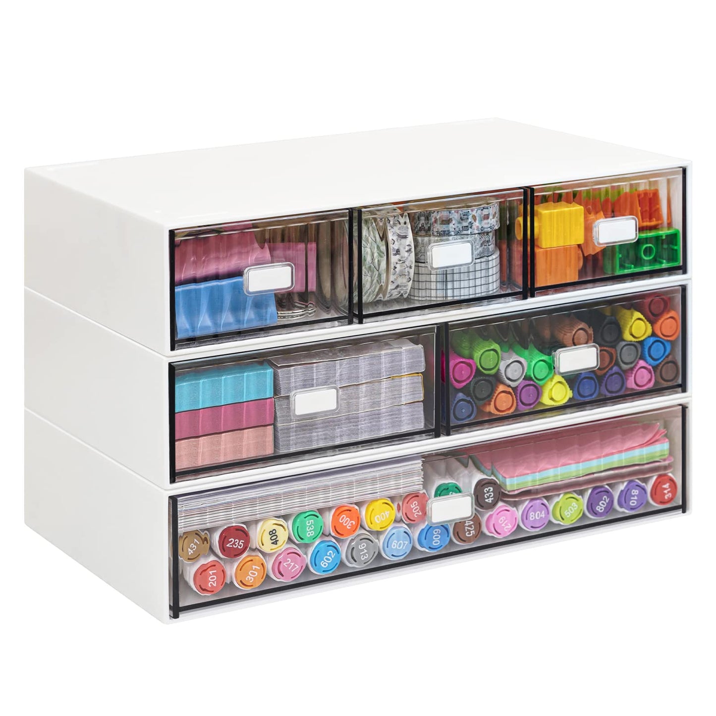 Stackable 3-Tier Desk Organizer with 6 Drawers - Purple-CentralDepot247