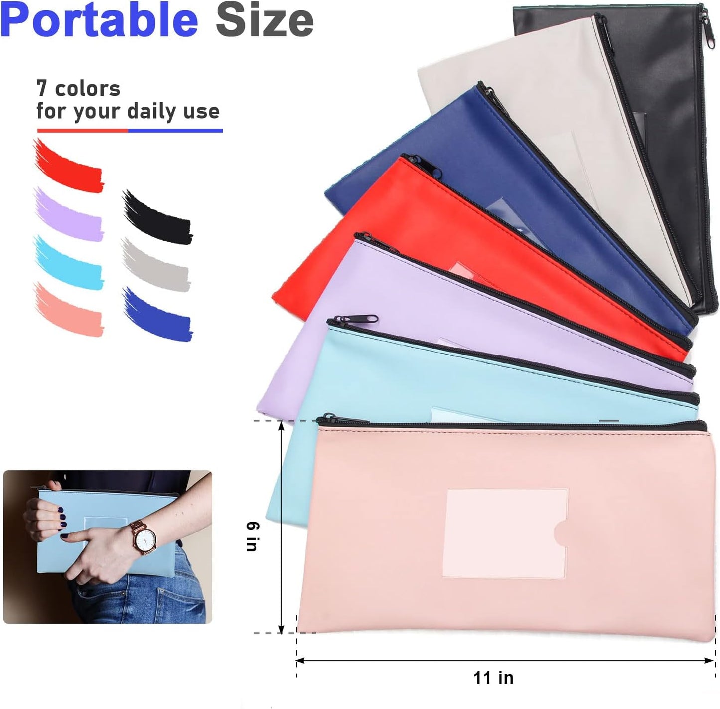 7-Day Zipper Security Bank Deposit Bags - Multi-Use Cash Pouches