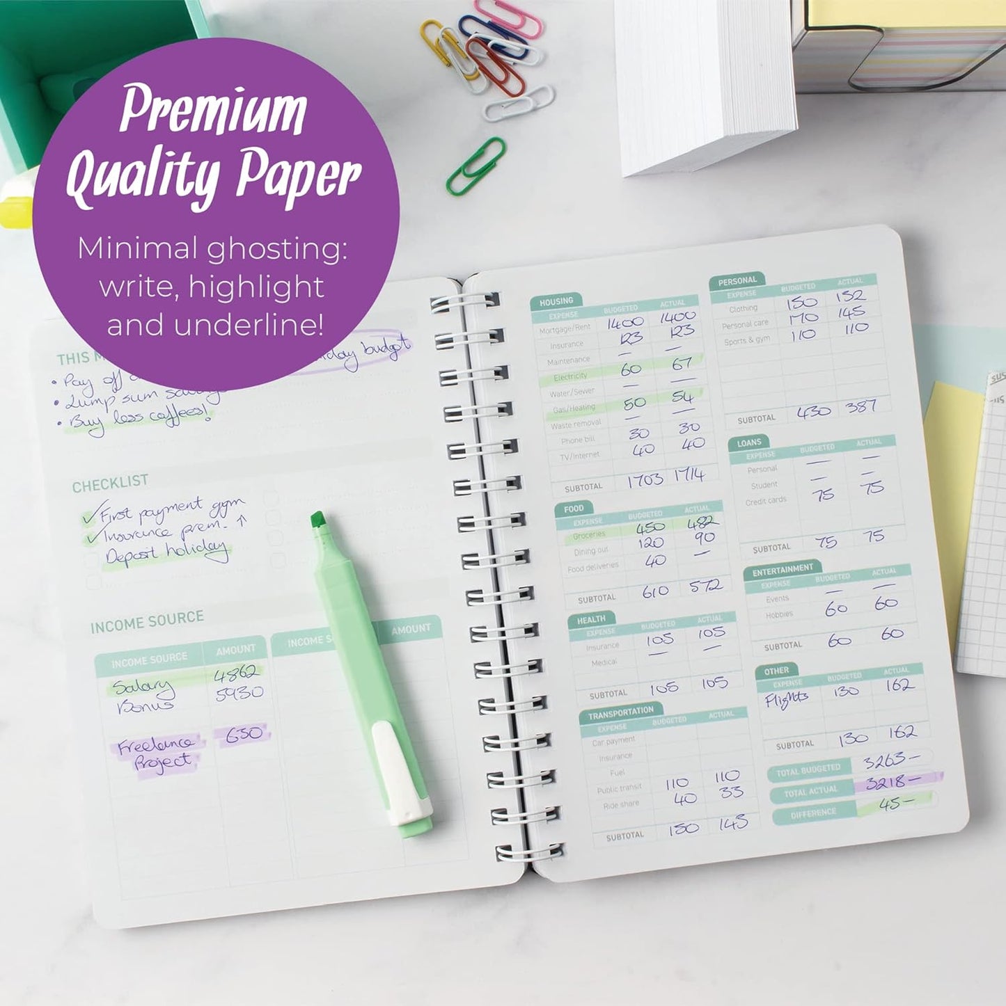 Undated Budget Planner & Expense Tracker Notebook-CentralDepot247