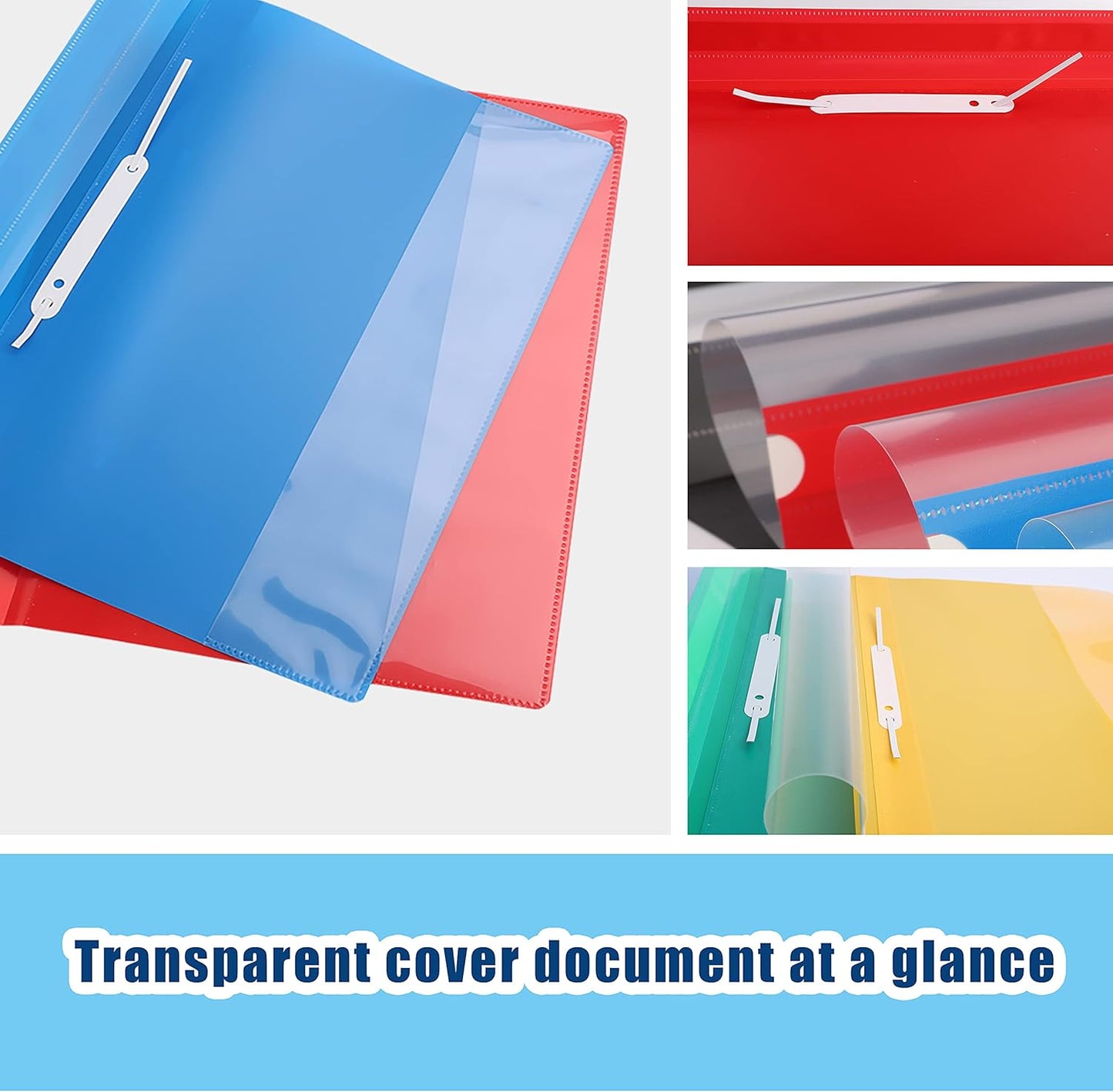 10 Pcs A4 Project Folder Plastic Wallets - Assorted Colors