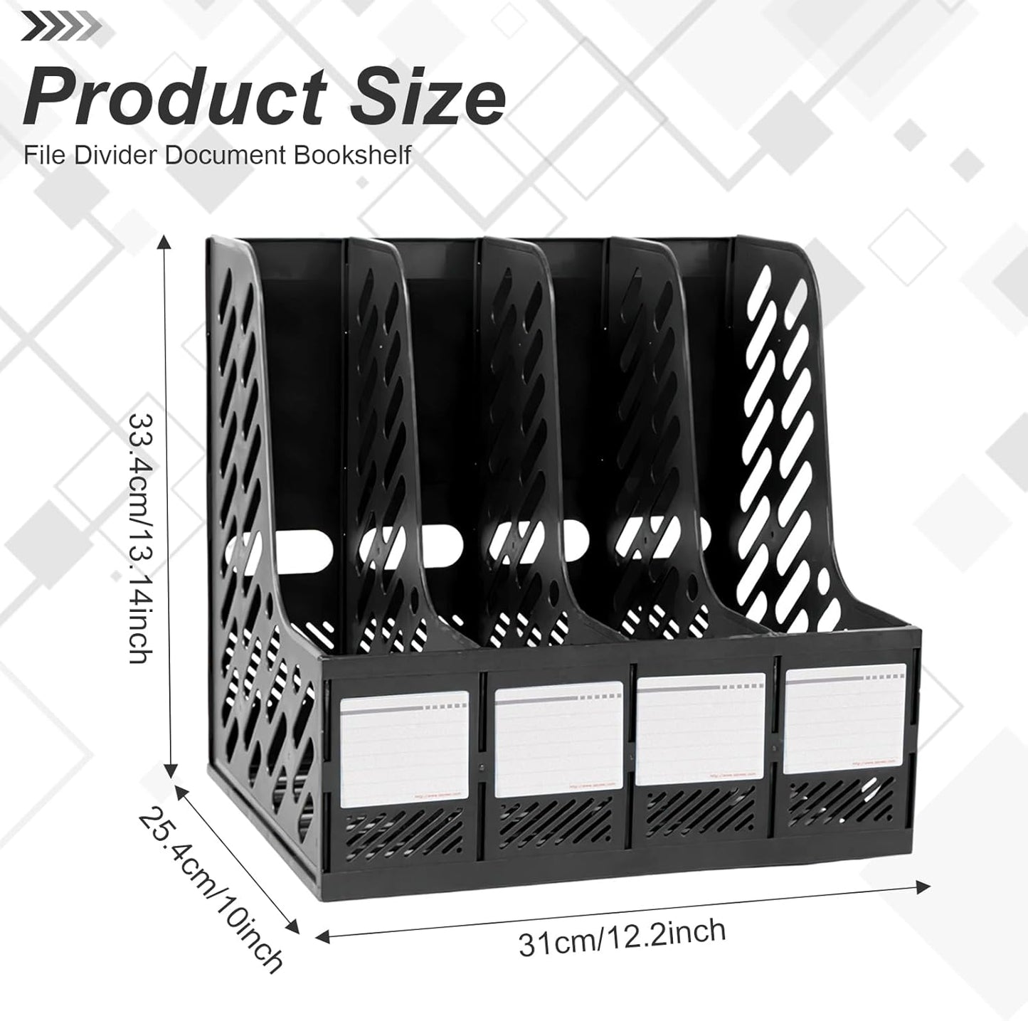 Sturdy A4 Plastic Magazine File Holder - 4 Sections Desktop Organizer-CentralDepot247
