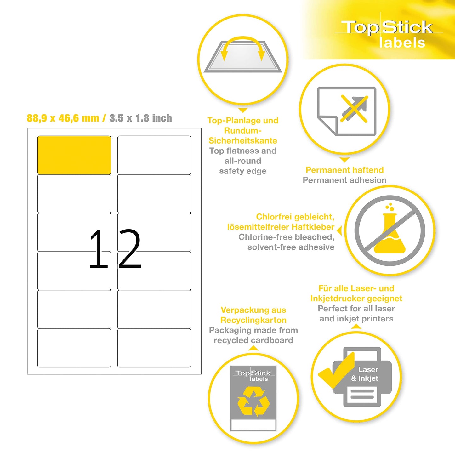TopStick Self Adhesive Address Labels - 2100 Blank Labels