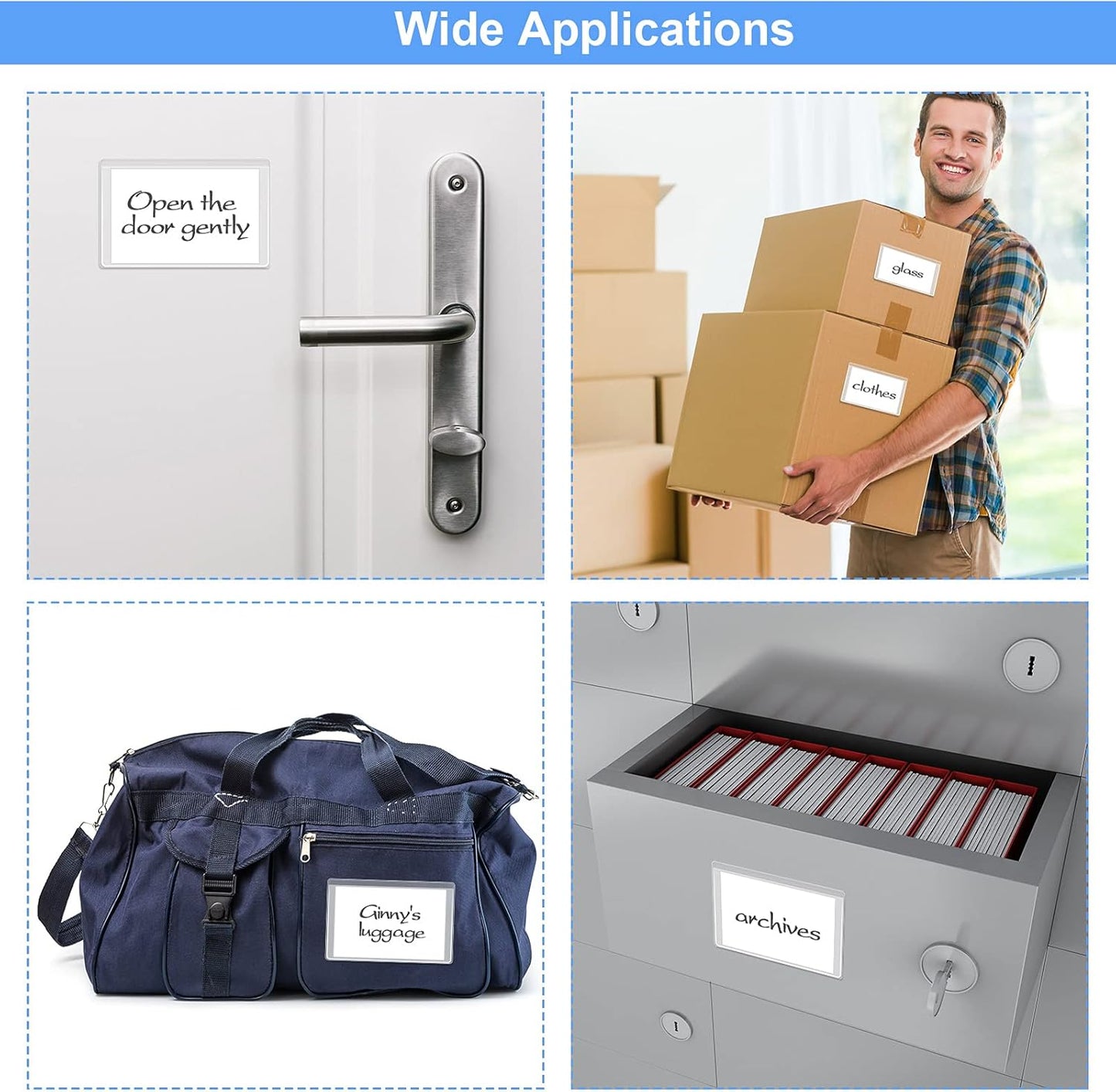 Self-Adhesive Business Card Pockets with 100 Blank Cardstock