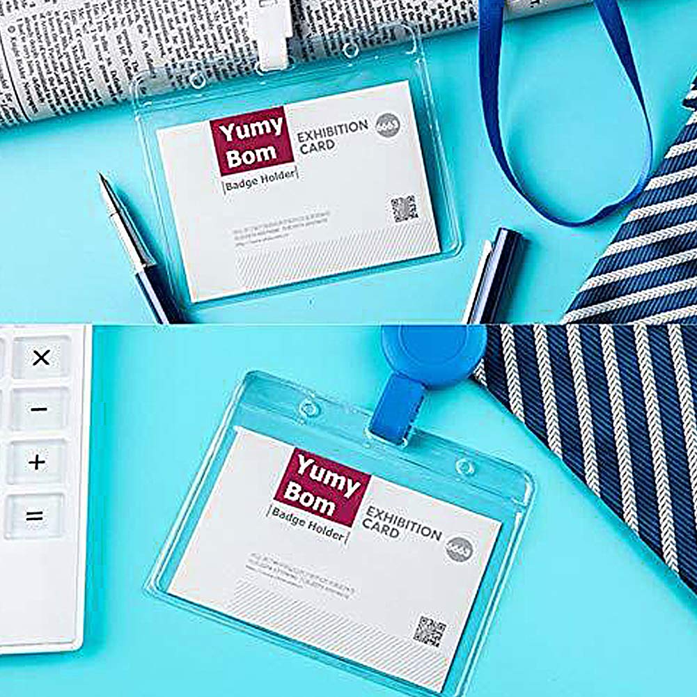 10 PCS Transparent Waterproof Horizontal ID Badge Holders