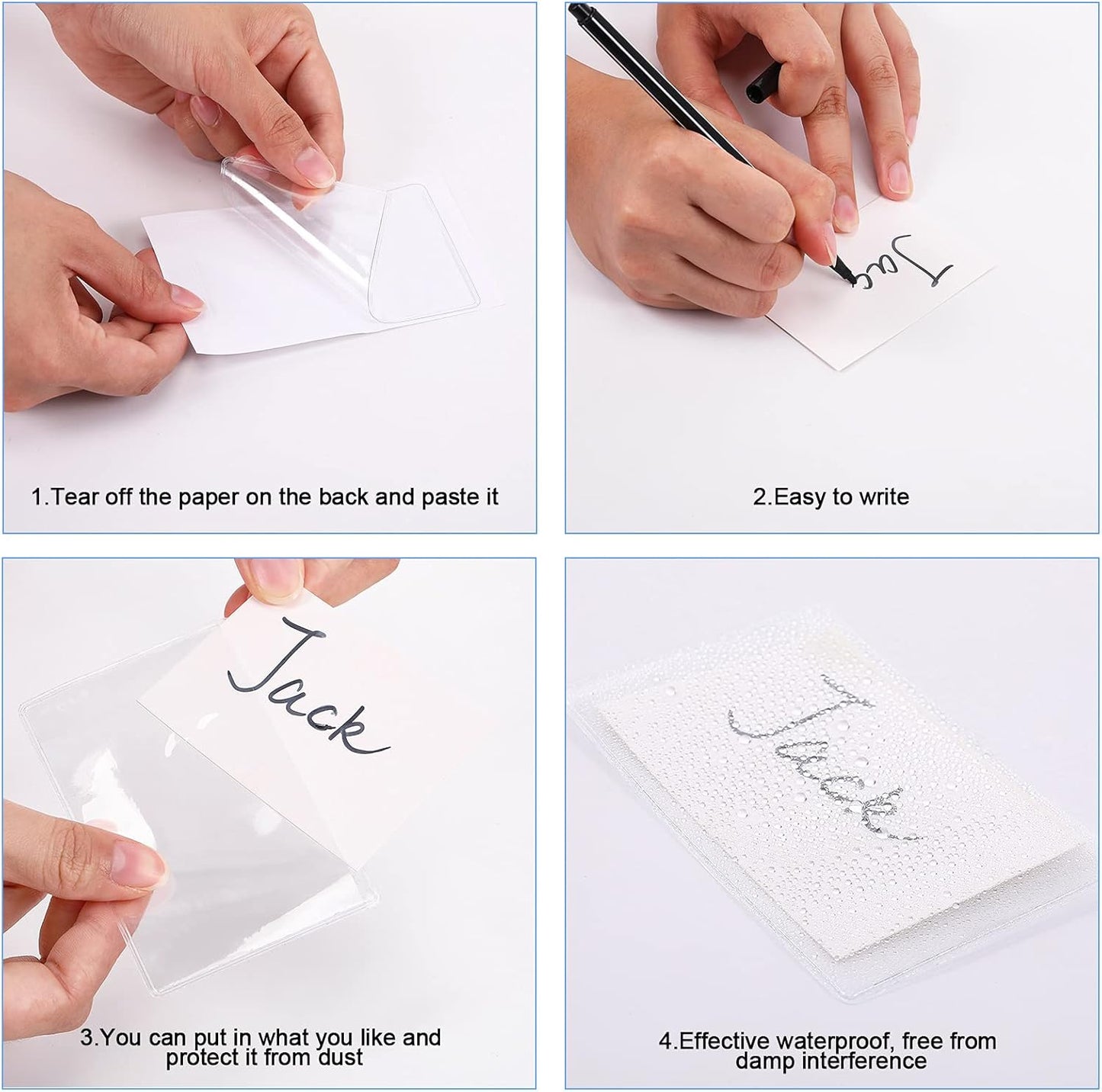 Self-Adhesive Business Card Pockets with 100 Blank Cardstock