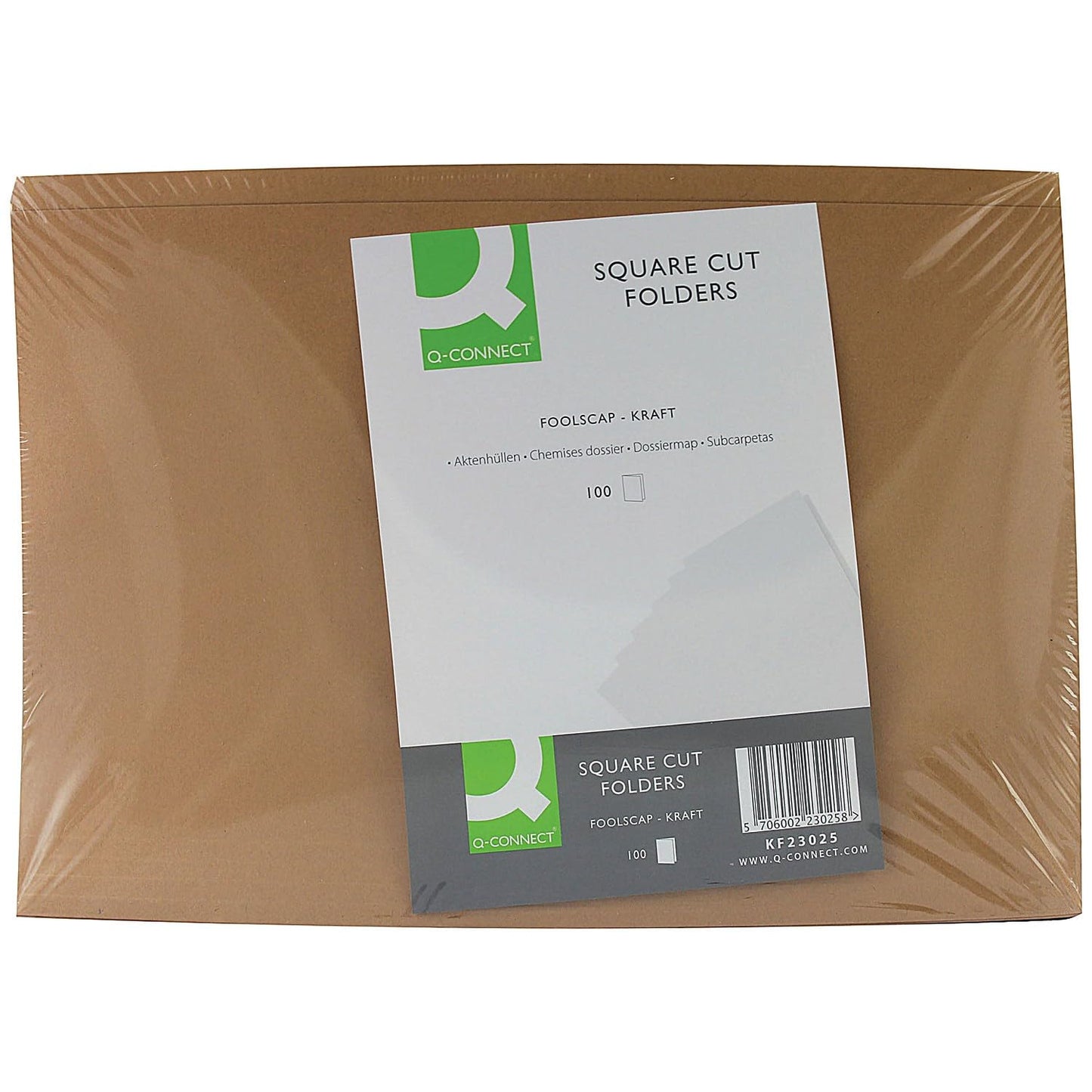 Q-Connect Kraft Square Cut Folder 170gsm Foolscap Buff (Pack of 100)