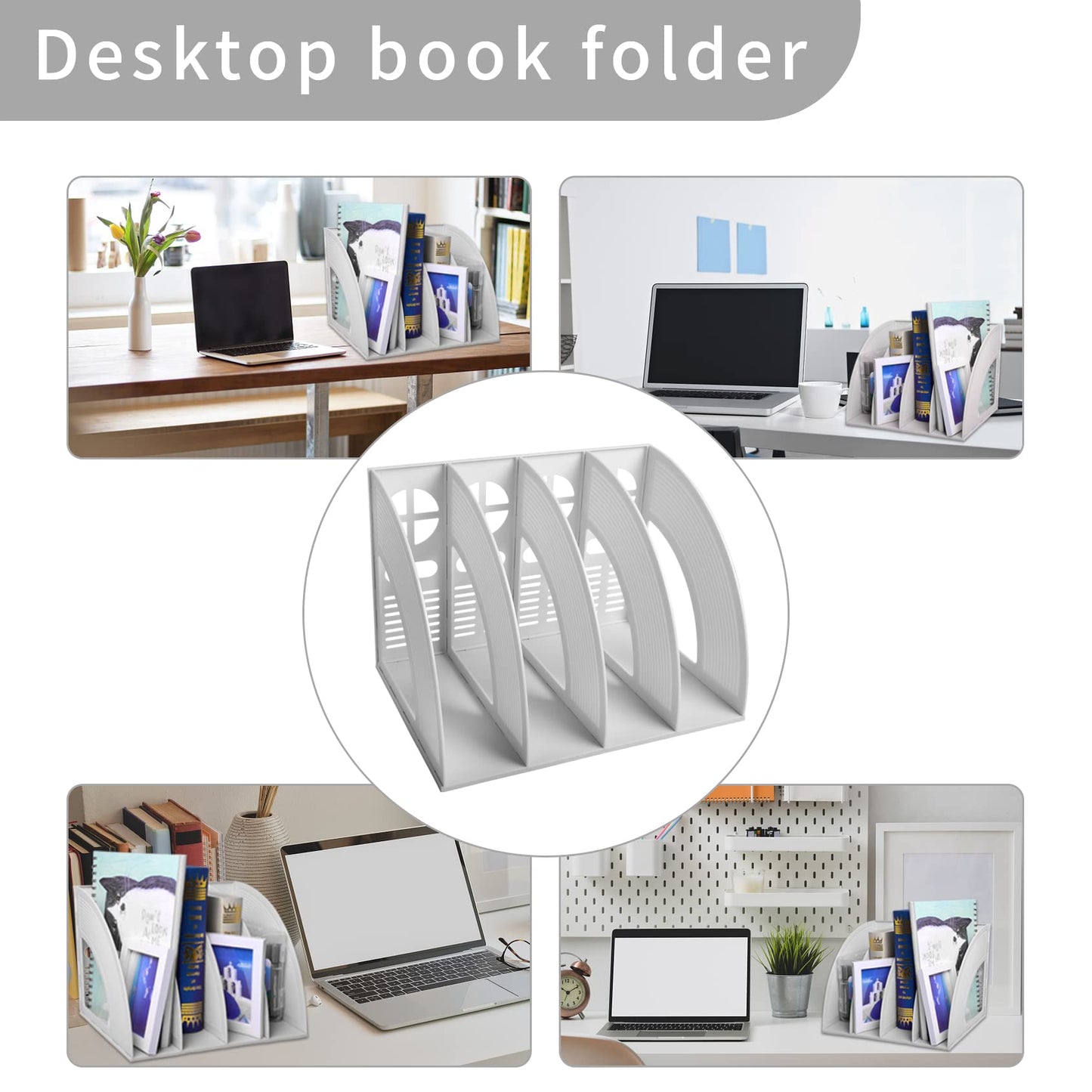 Sturdy 4-Section Desktop File Organizer - Black Plastic Holder-CentralDepot247