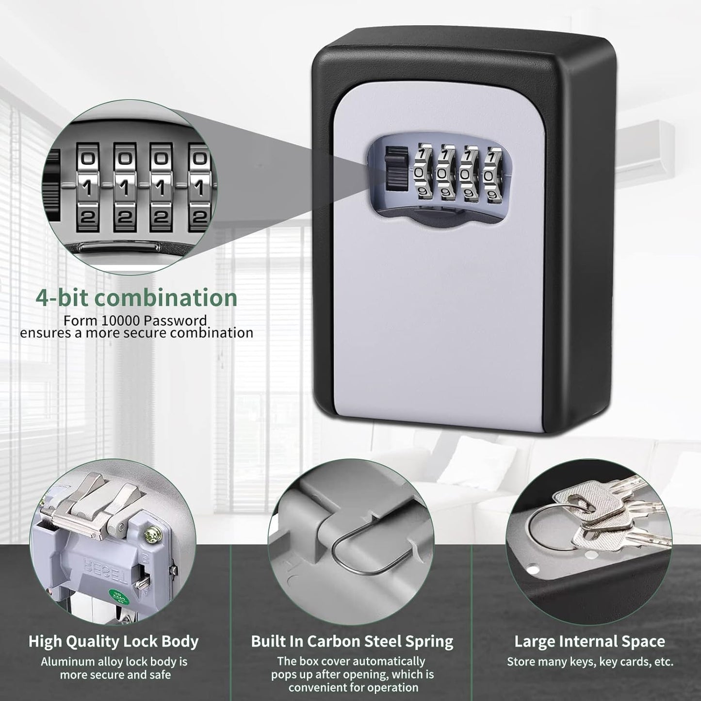 Wall Mounted Key Box - Waterproof Security Cabinet with Combination Lock