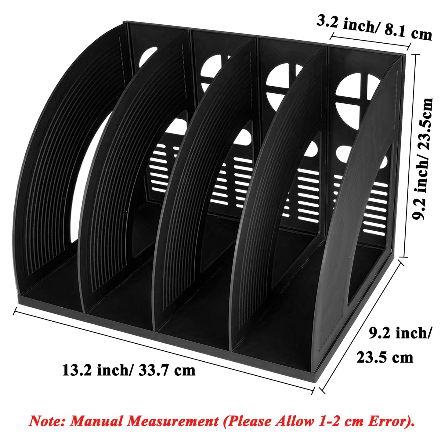 Sturdy 4-Section Desktop File Organizer - Black Plastic Holder-CentralDepot247