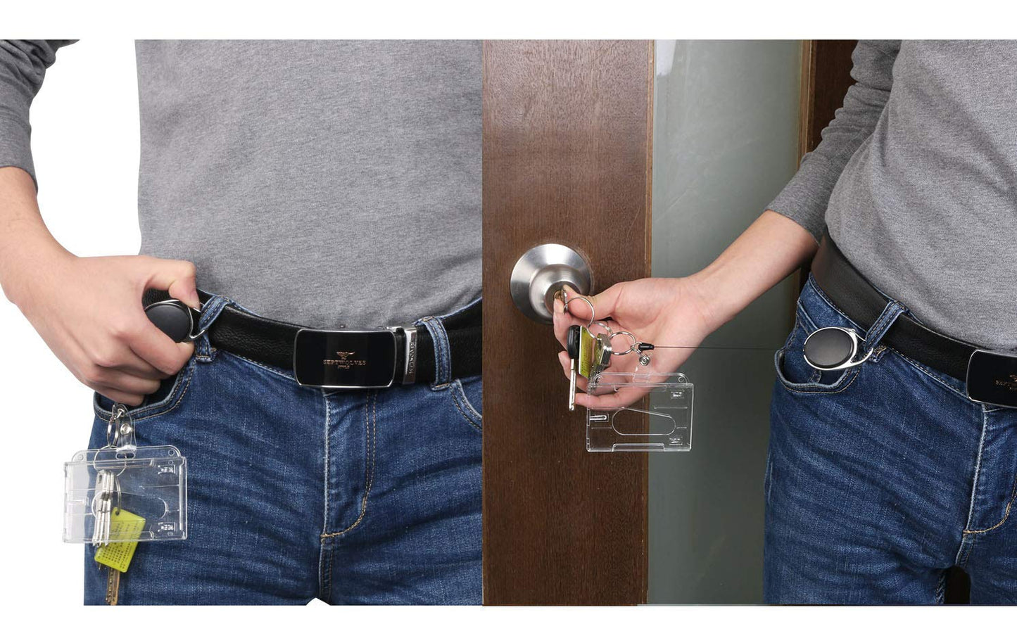 Vicloon 2PCS Retractable Two-Sided ID Card Holder Set