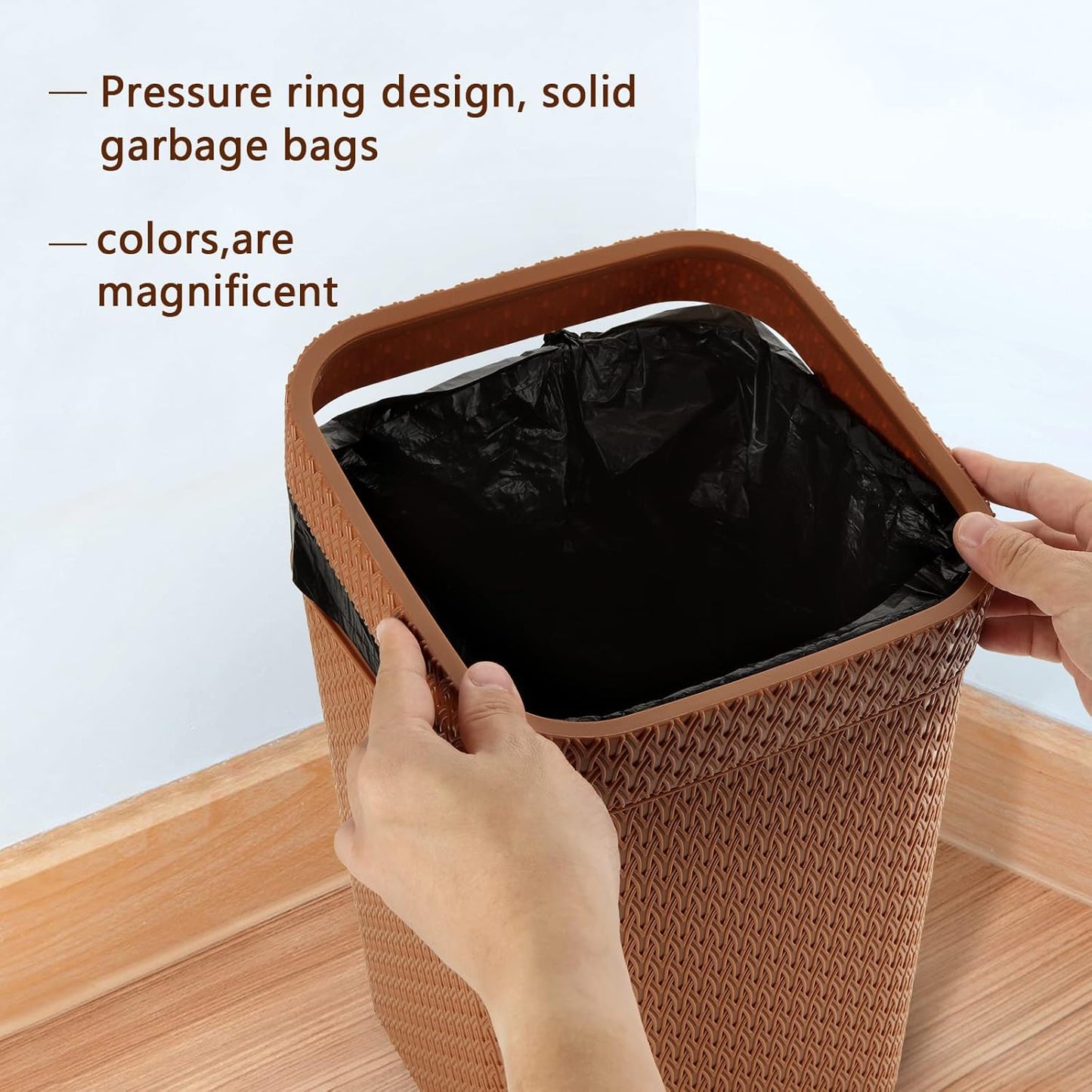Rattan Patterned Trash Can - Lightweight Waste Bin for Home & Office-CentralDepot247