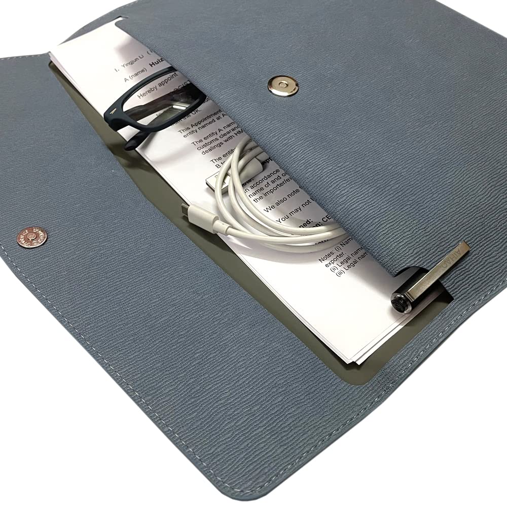 PU Leather A4 File Folder Waterproof Portfolio Envelope Case 13x9.5 inch