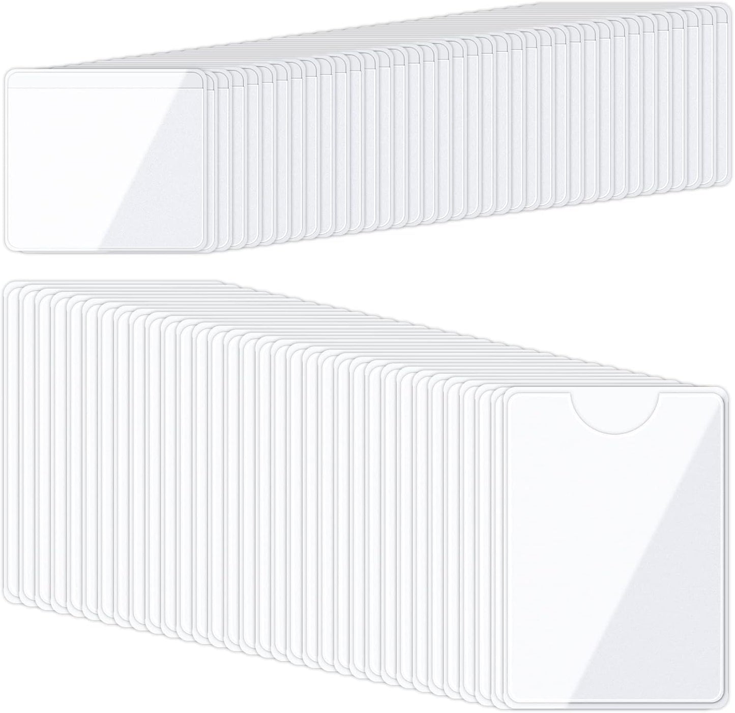 100 Pack Self-Adhesive Plastic Card Sleeves - 2 Sizes for Organizing
