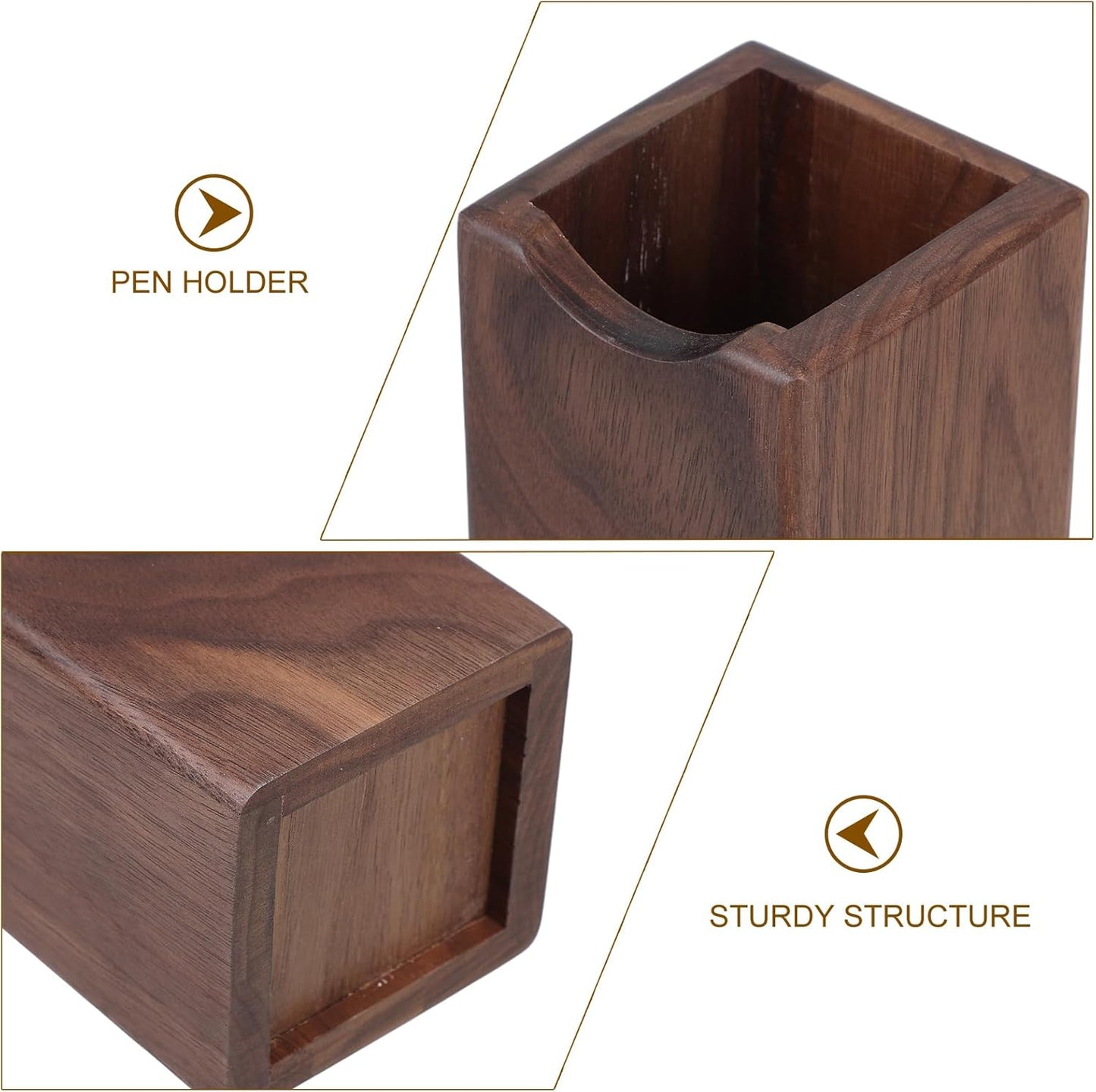 Square Wooden Pen Holder - Desk Storage Organizer for Home & Office-CentralDepot247