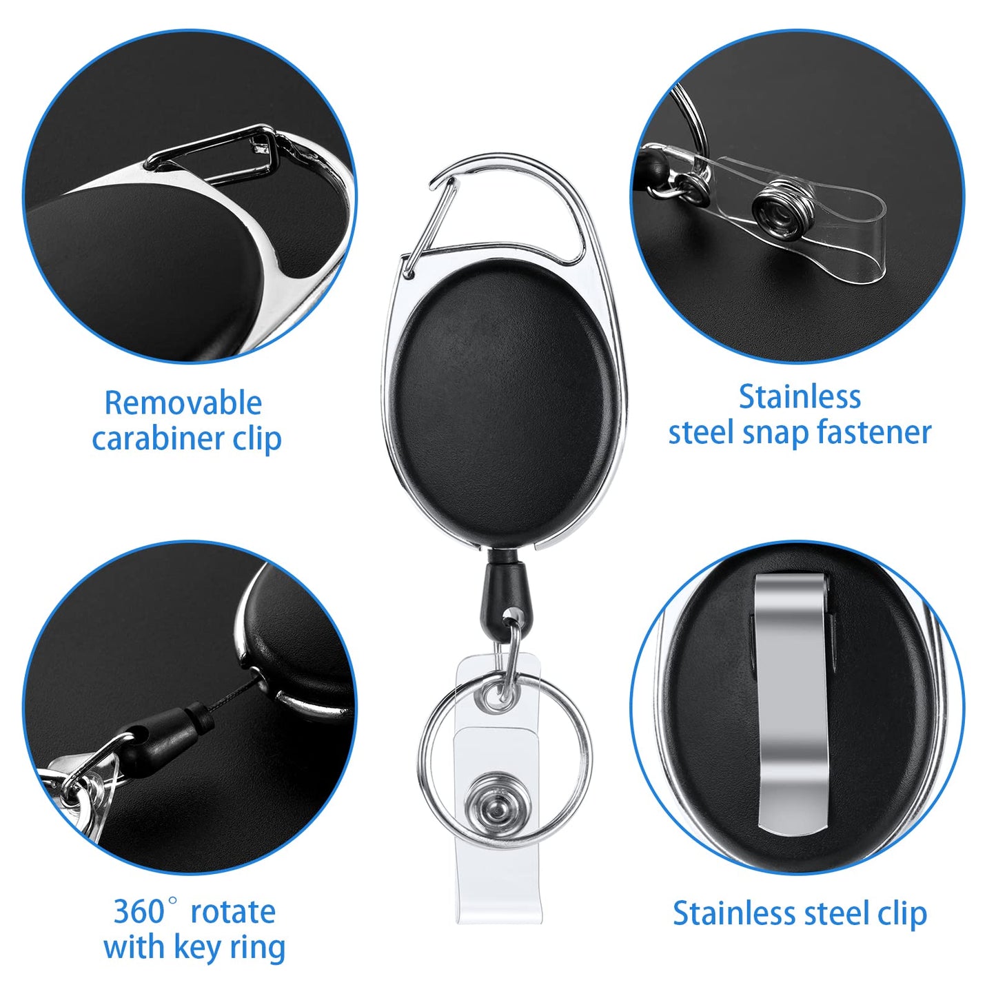 Retractable Badge Reels 2pcs Heavy Duty Keychain with Clips