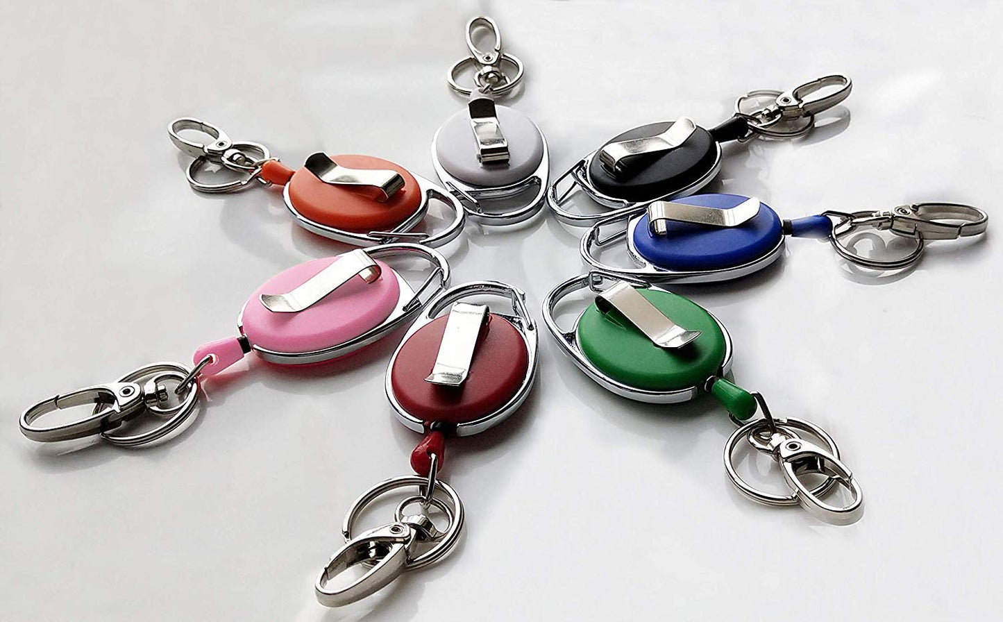 Retractable Badge Reel with Claw Clasp and Clip - 2 Pack