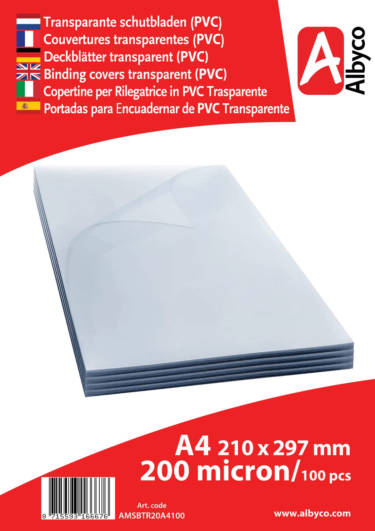 Transparent PVC Cover Sheets A4 Size, 300 Micron, Glossy, 100 Pack-CentralDepot247