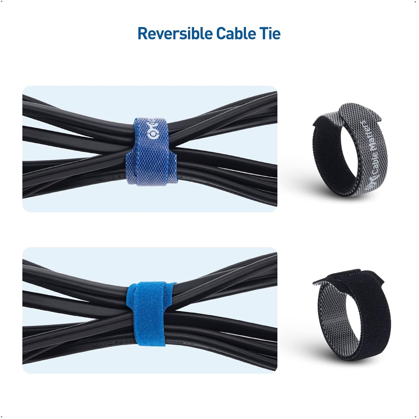 100-Pack Reusable Cable Ties - Multi-Color Hook and Loop Straps-CentralDepot247