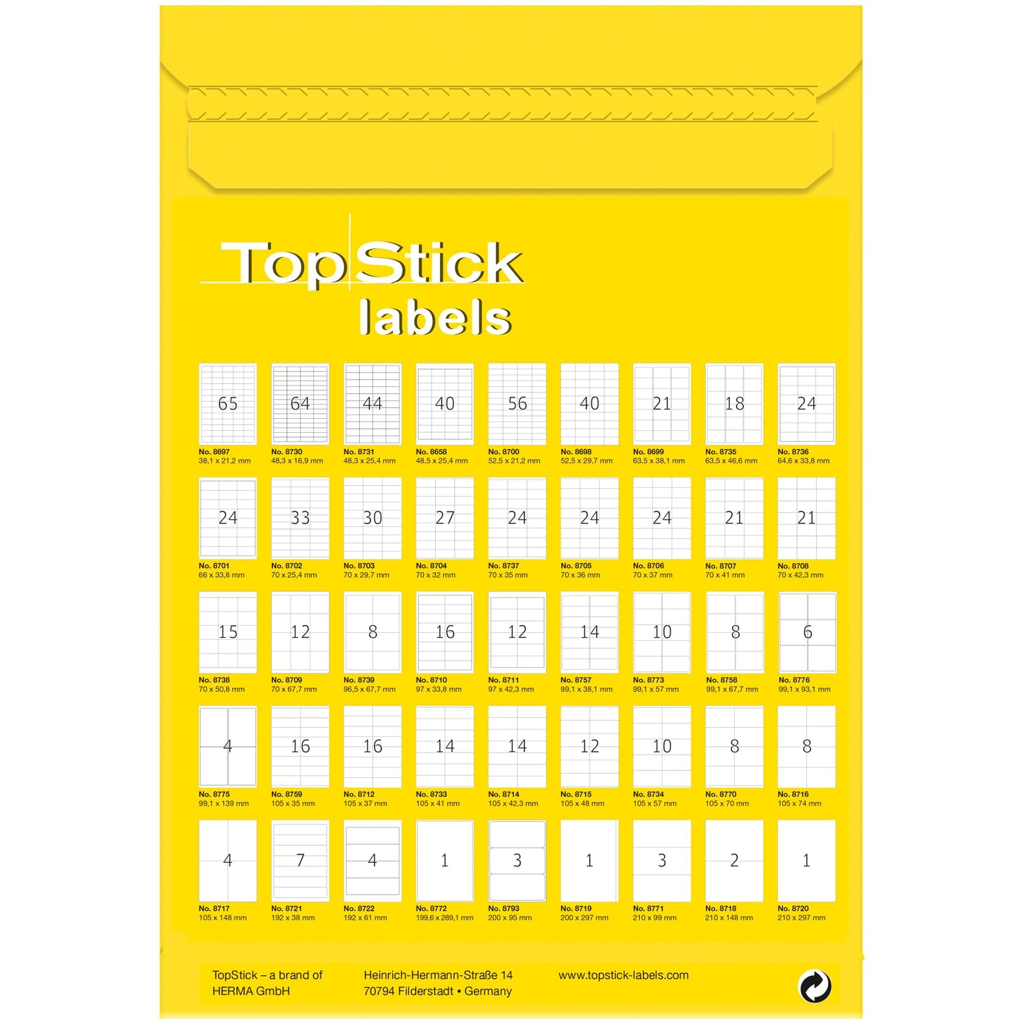 TopStick Self Adhesive Address Labels - 2100 Blank Labels