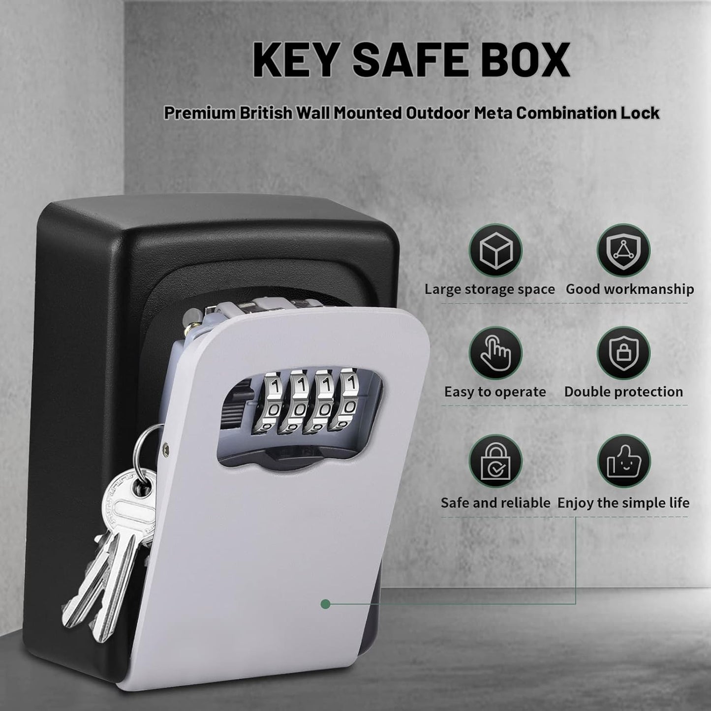 Wall Mounted Key Box - Waterproof Security Cabinet with Combination Lock
