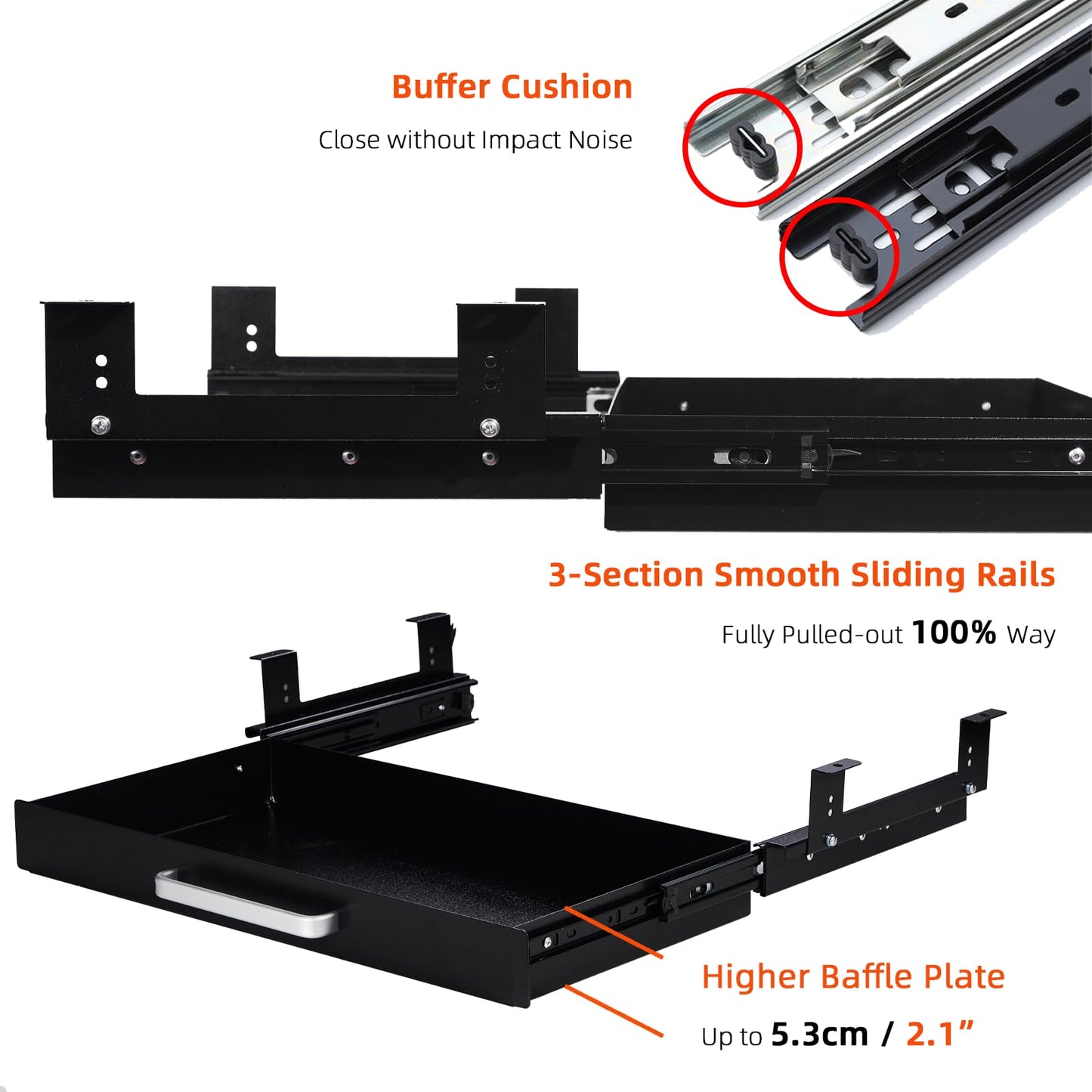 Under Desk Drawer Organizer with 4 Plastic Dividers - 54cm-CentralDepot247