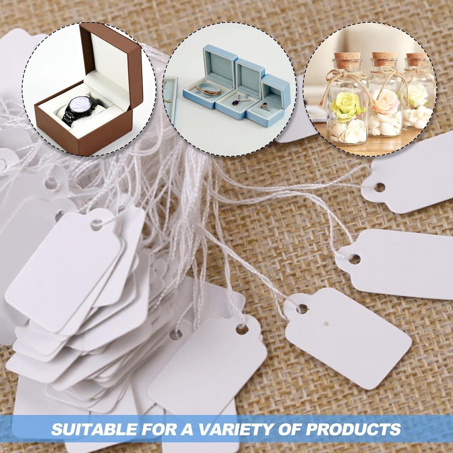 Price Labels Tags with String - 500 Pcs, 35x22mm