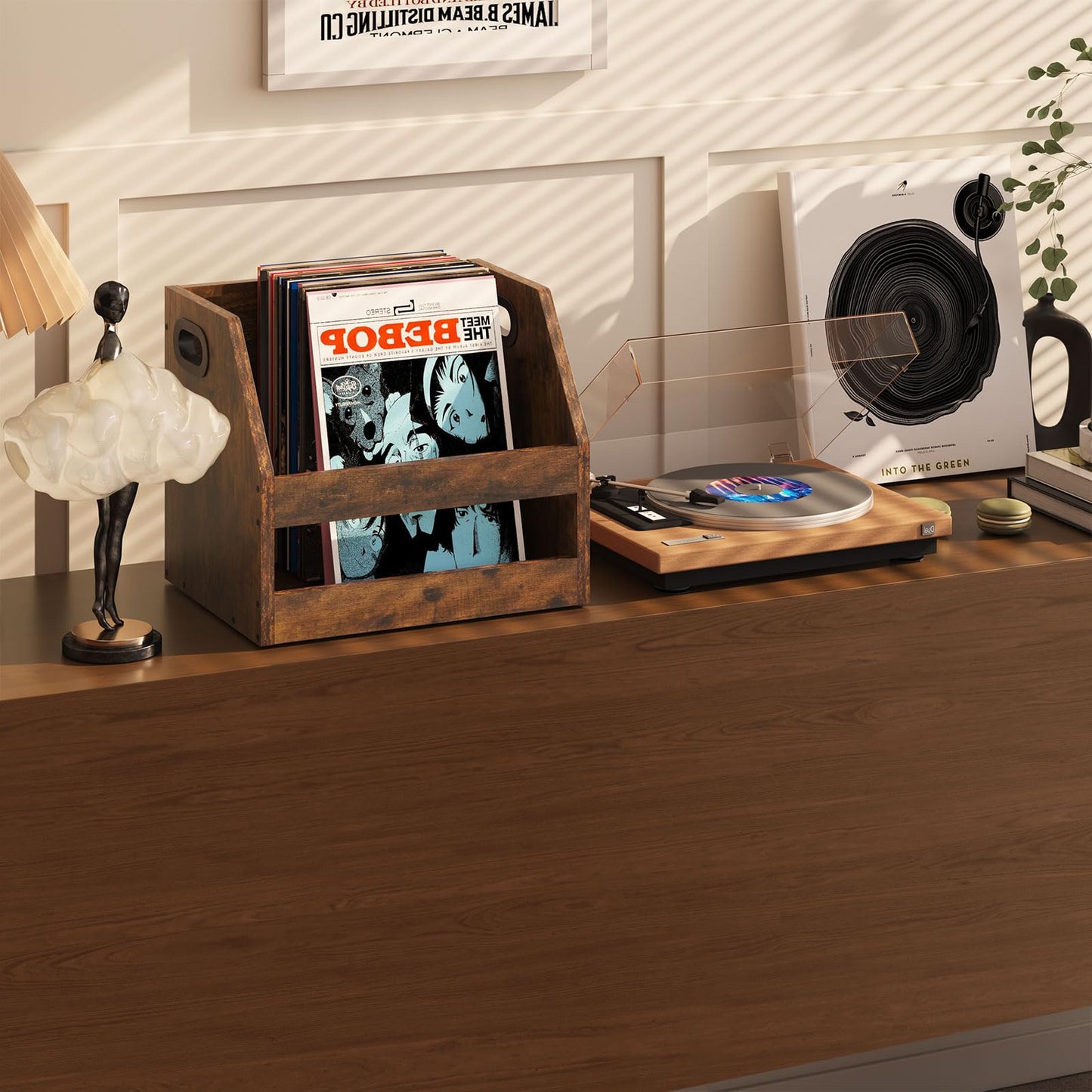 Vinyl Album Storage Box - Rustic Brown LP Record Holder-CentralDepot247