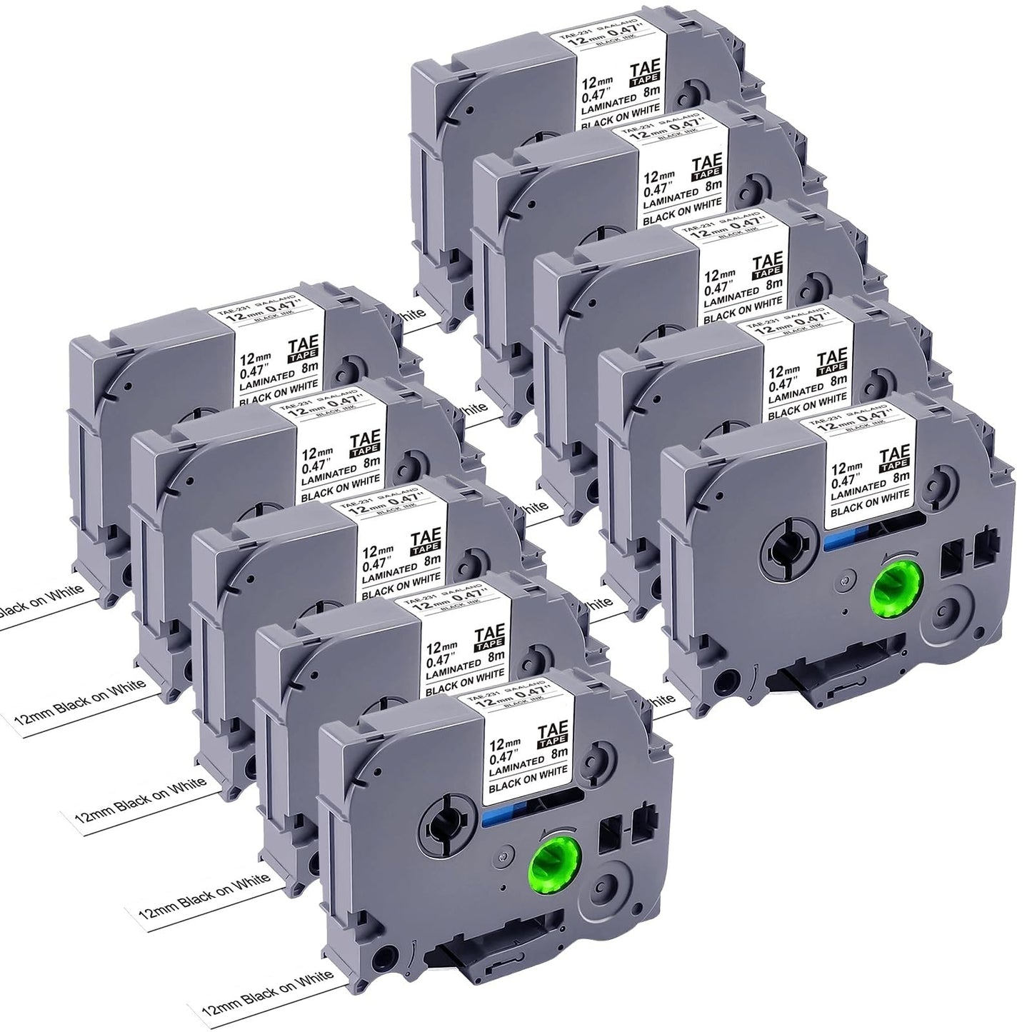 10 x TZe231 Label Maker Tape Replacement for Brother Printers