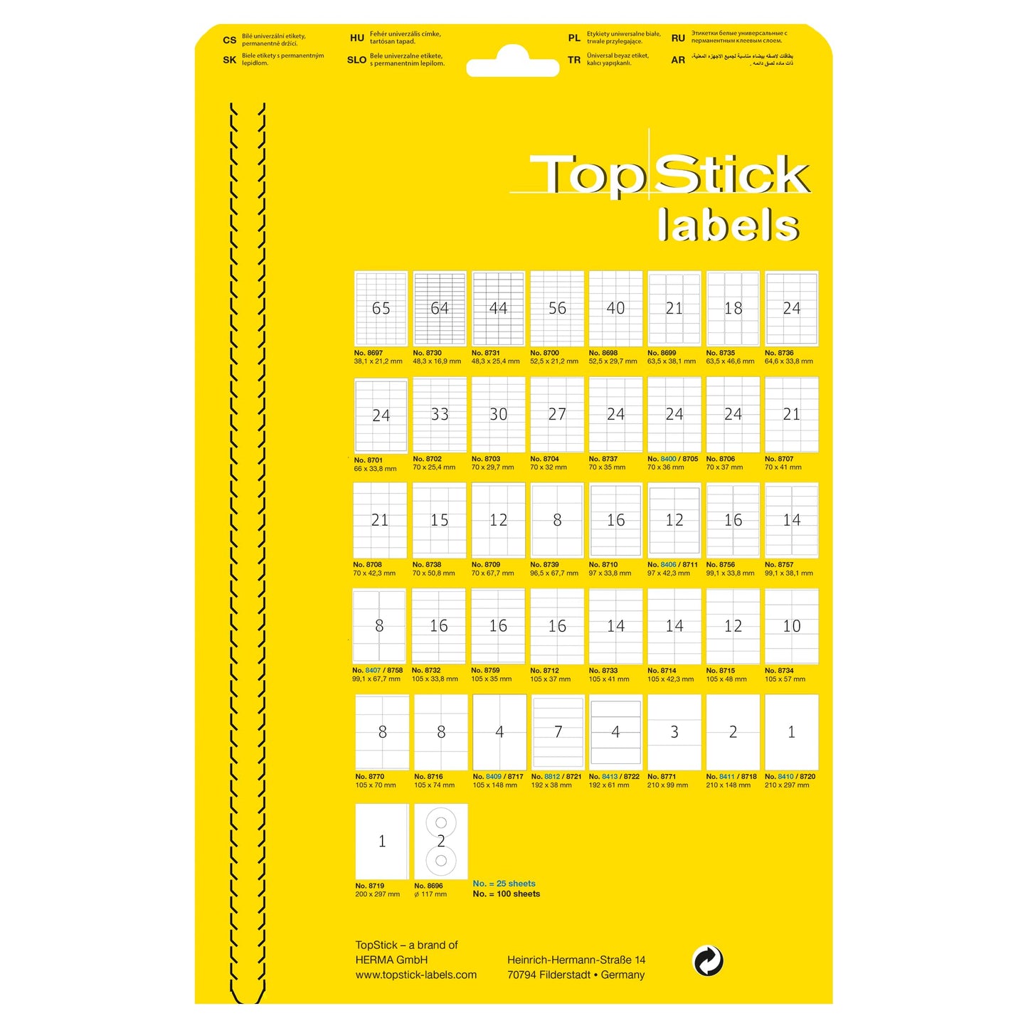 TopStick Self Adhesive Address Labels - 2100 Blank Labels