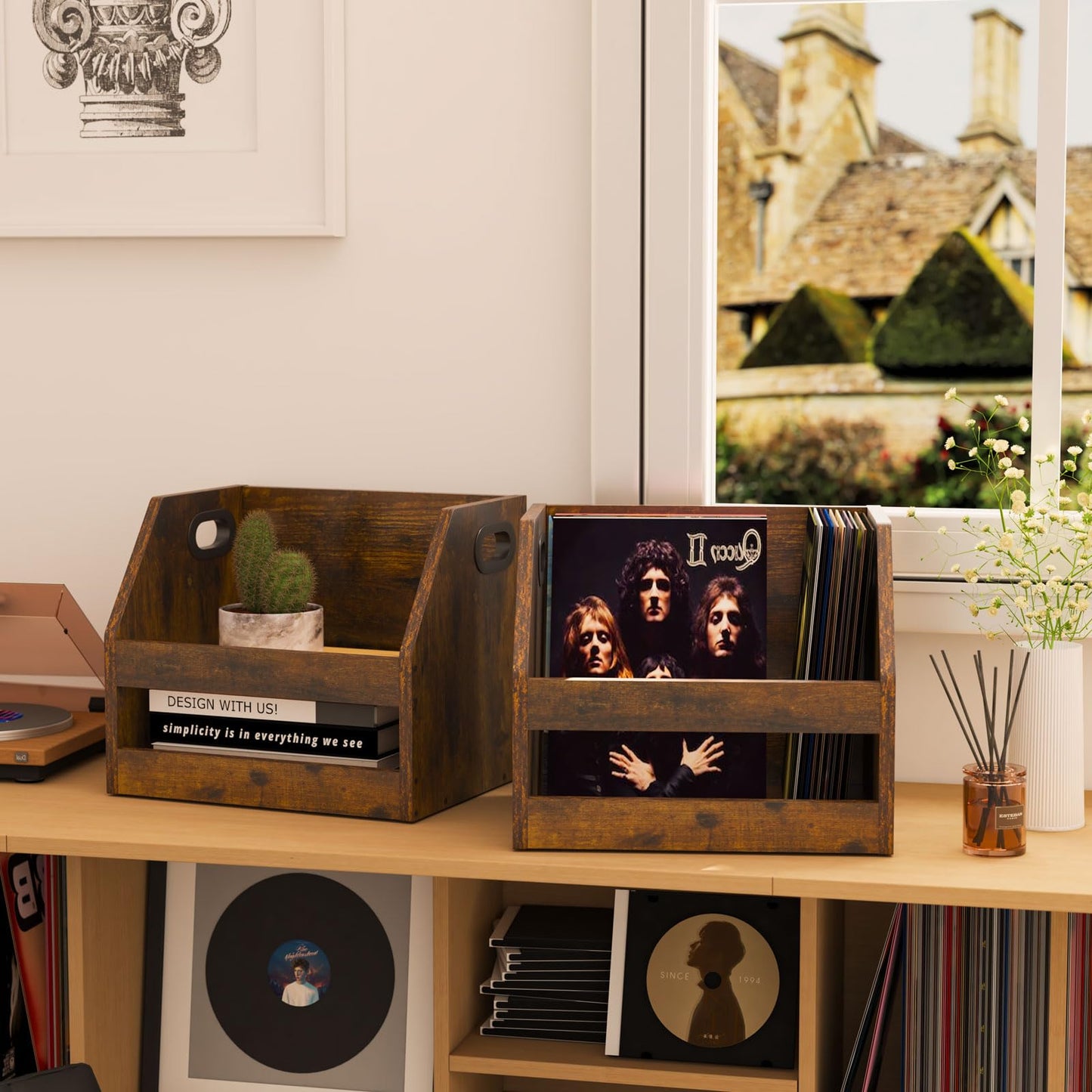 Vinyl Album Storage Box - Rustic Brown LP Record Holder-CentralDepot247
