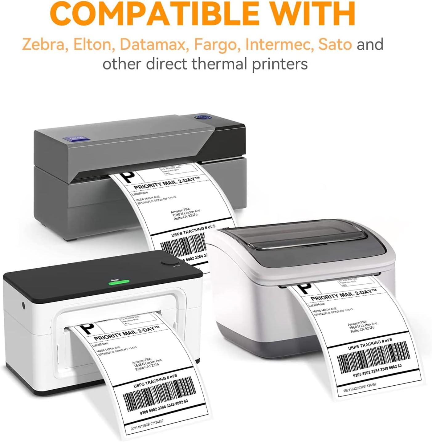 Thermal Fanfold Shipping Labels 4'' x 6'' - 500 Labels, White