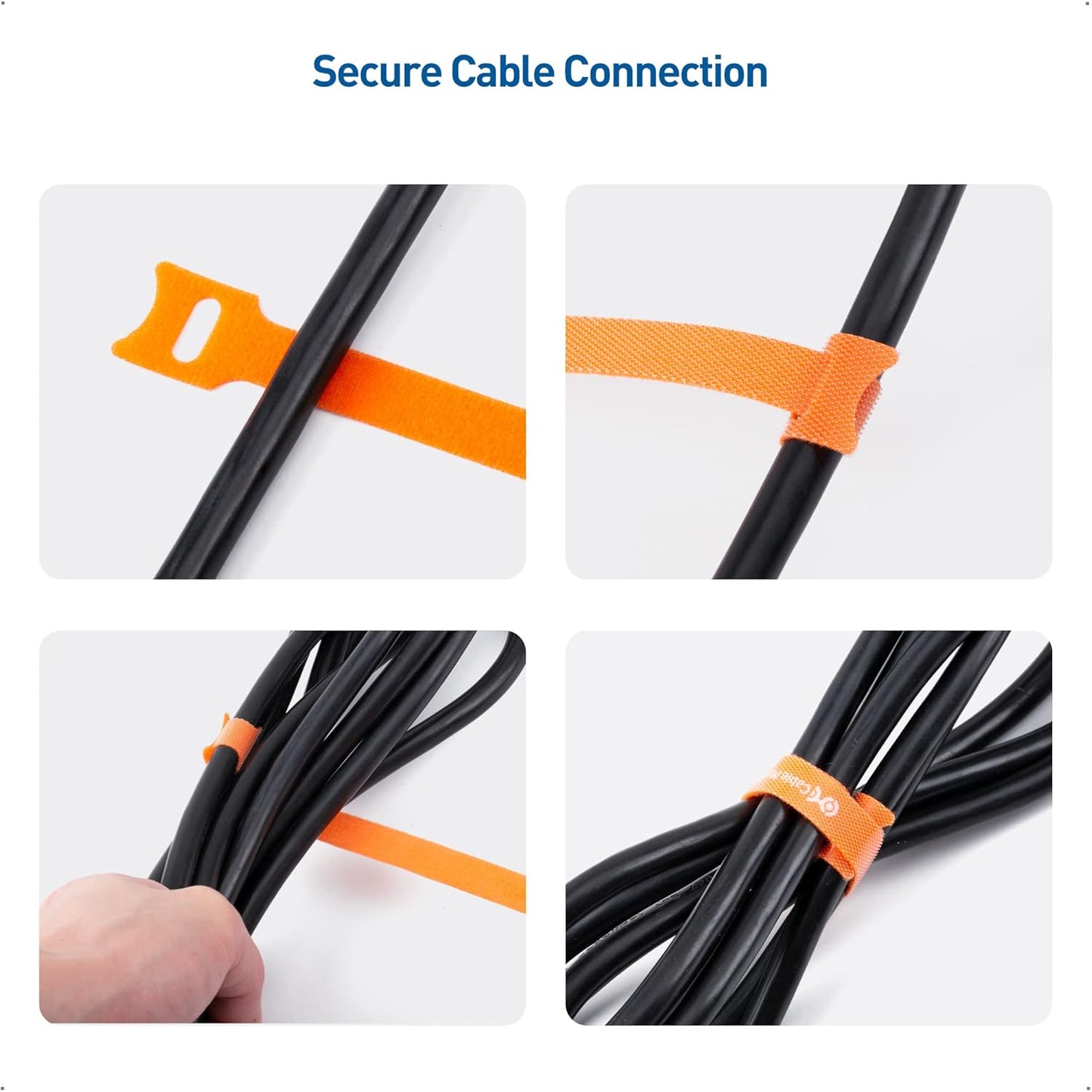 100-Pack Reusable Cable Ties - Multi-Color Hook and Loop Straps-CentralDepot247