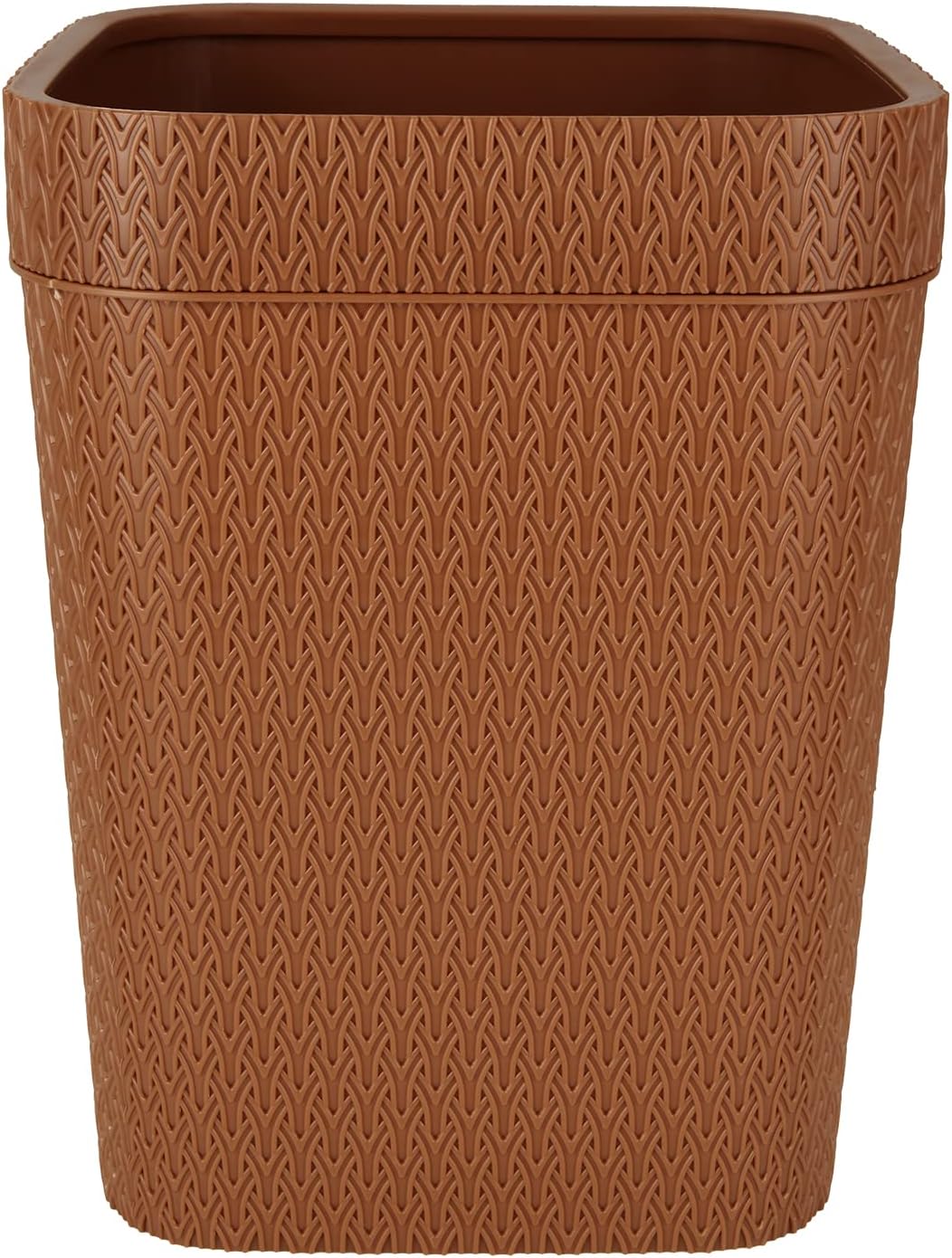 Rattan Patterned Trash Can - Lightweight Waste Bin for Home & Office-CentralDepot247