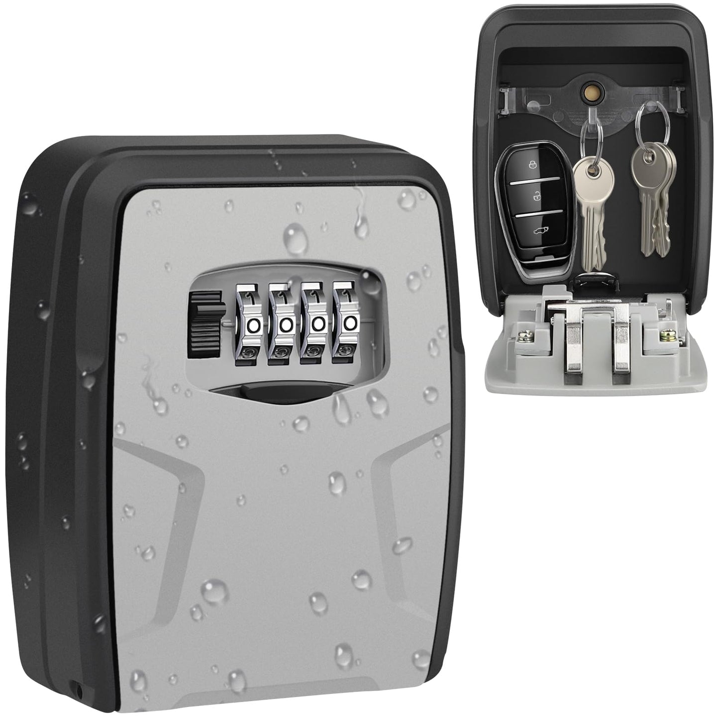 Extra Large Wall Mounted Key Lock Box for 10 Keys and Cards