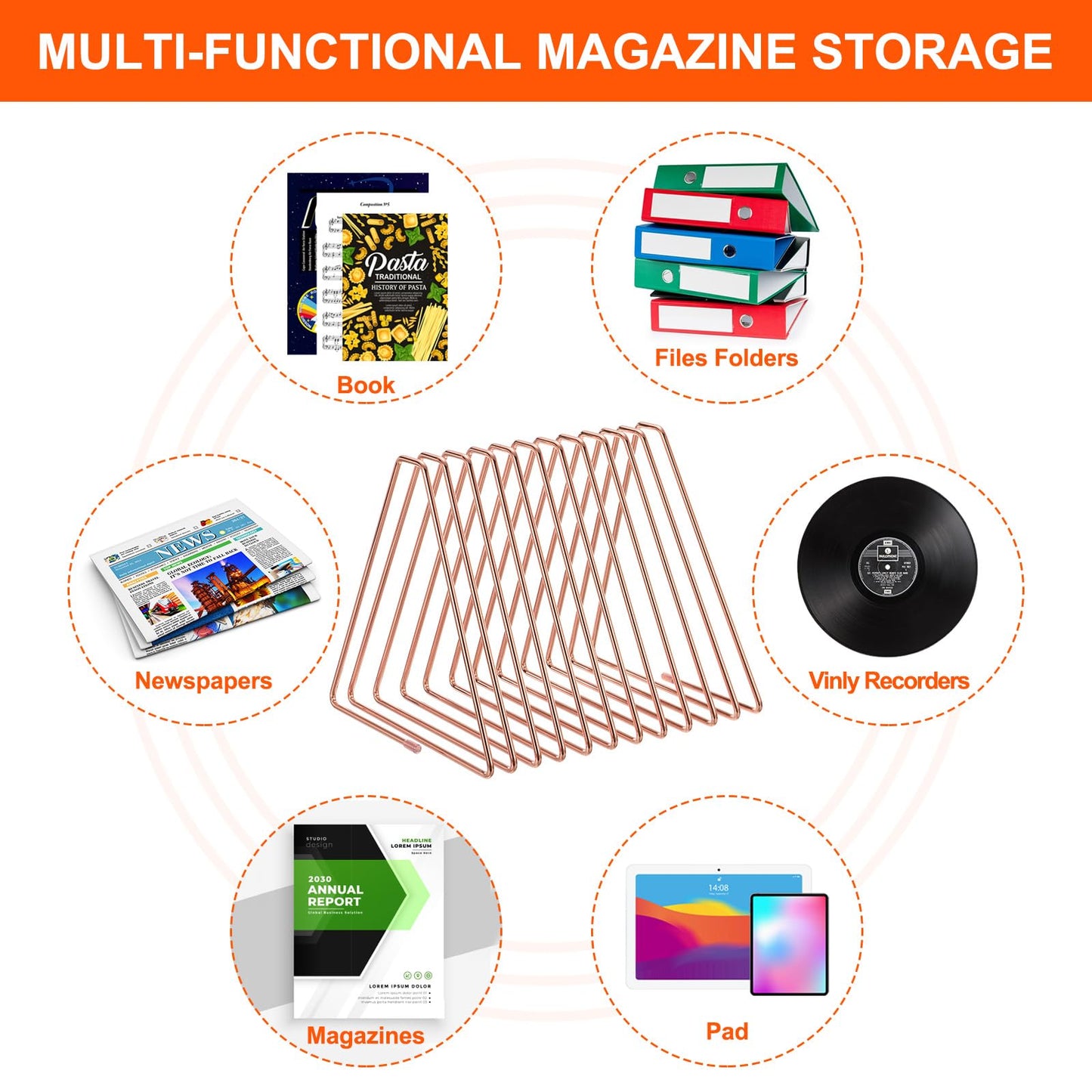 Triangle Desktop Holder Rack – 11 Slot Organizer for Records & Books-CentralDepot247