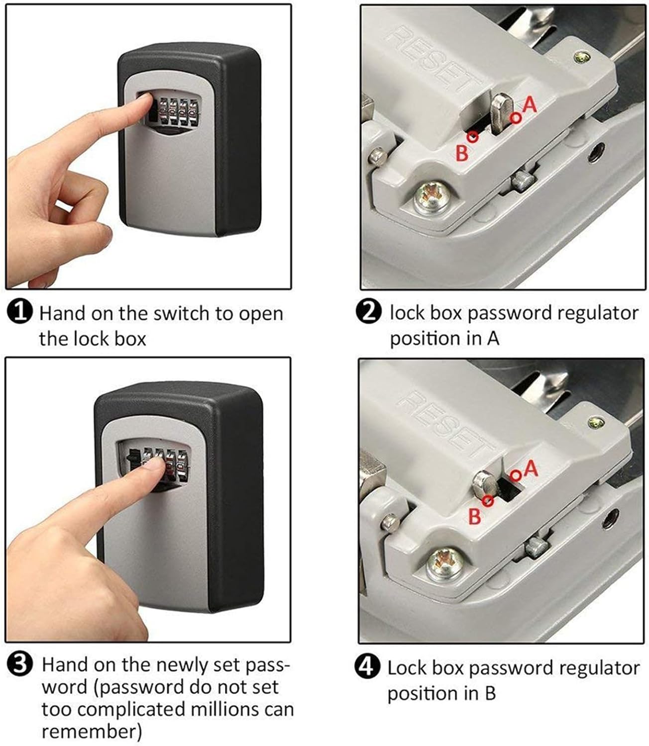 Wall Mounted Key Safe with Combination Lock - Waterproof Security Box