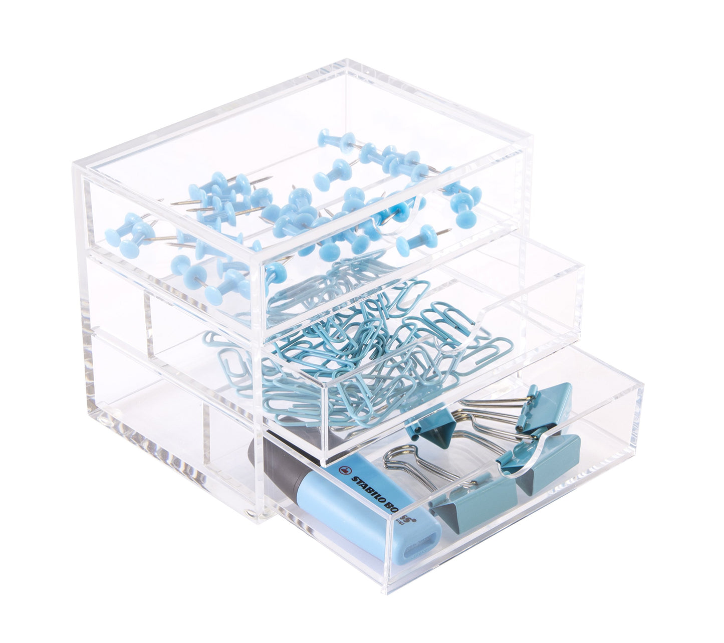 Very Small Clear Acrylic 3 Drawer Chest for Jewelry & Stationery-CentralDepot247